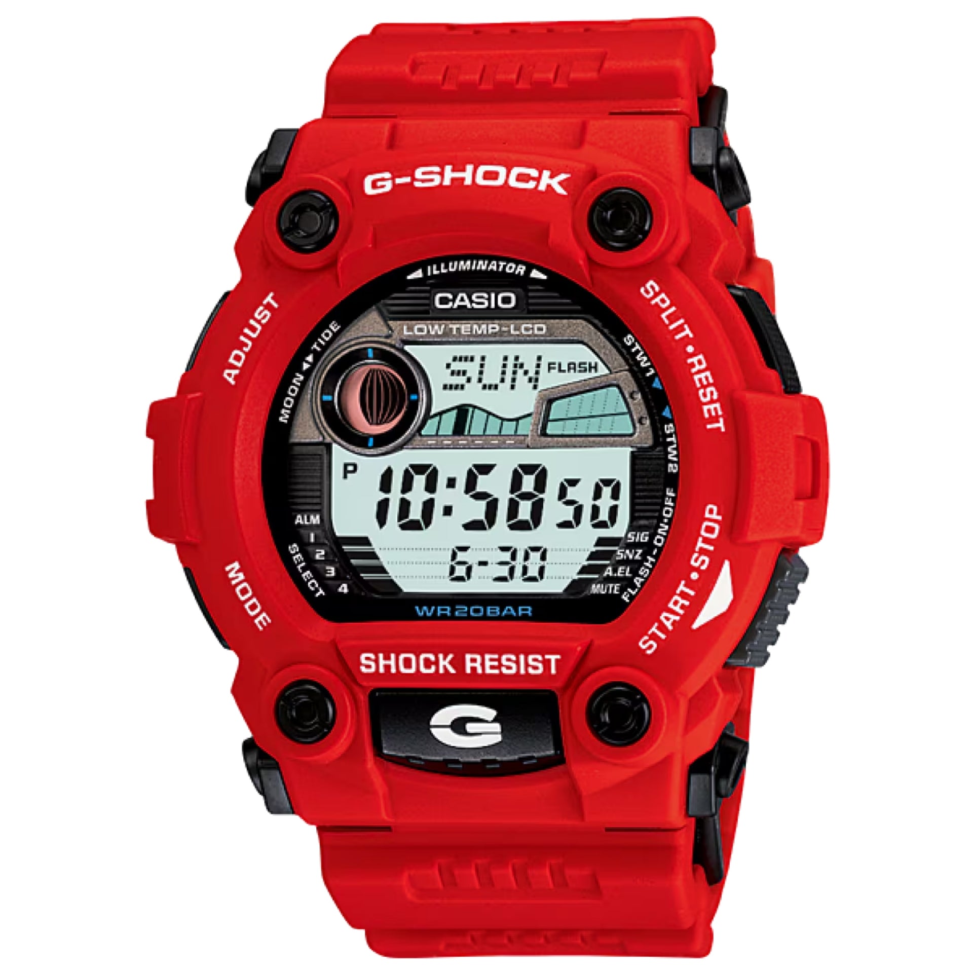 Casio G-SHOCK Men's Grey Dial Digital Watch Red Resin Strap - G-7900A-4DR