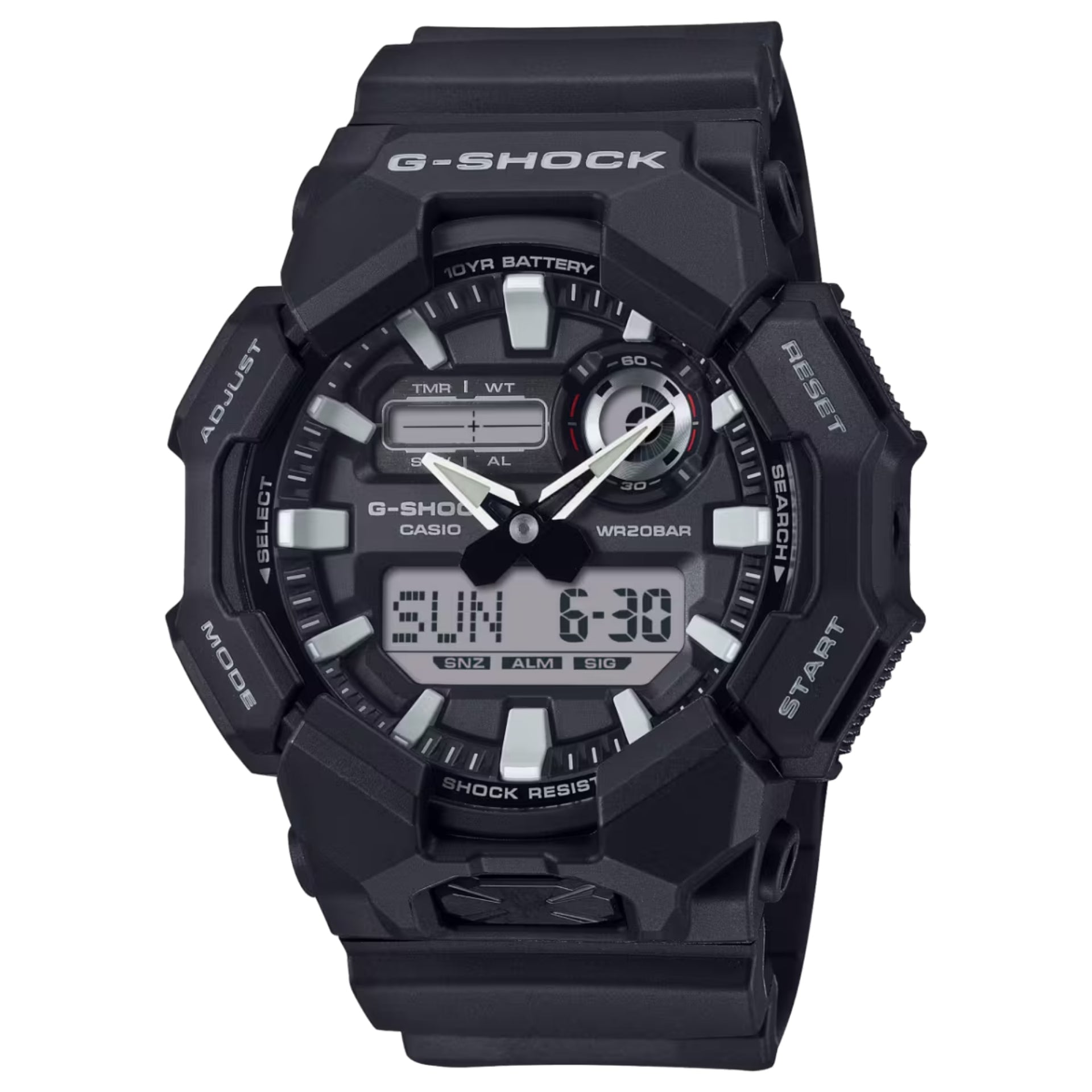 Casio G-SHOCK Men's Black Dial Analog Watch Black Resin Strap - GA-010-1ADR