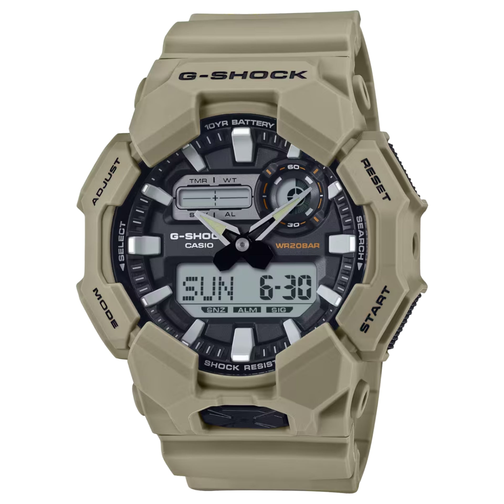 Casio G-SHOCK Men's Beige Dial Analog Watch Beige Resin Strap - GA-010-5ADR