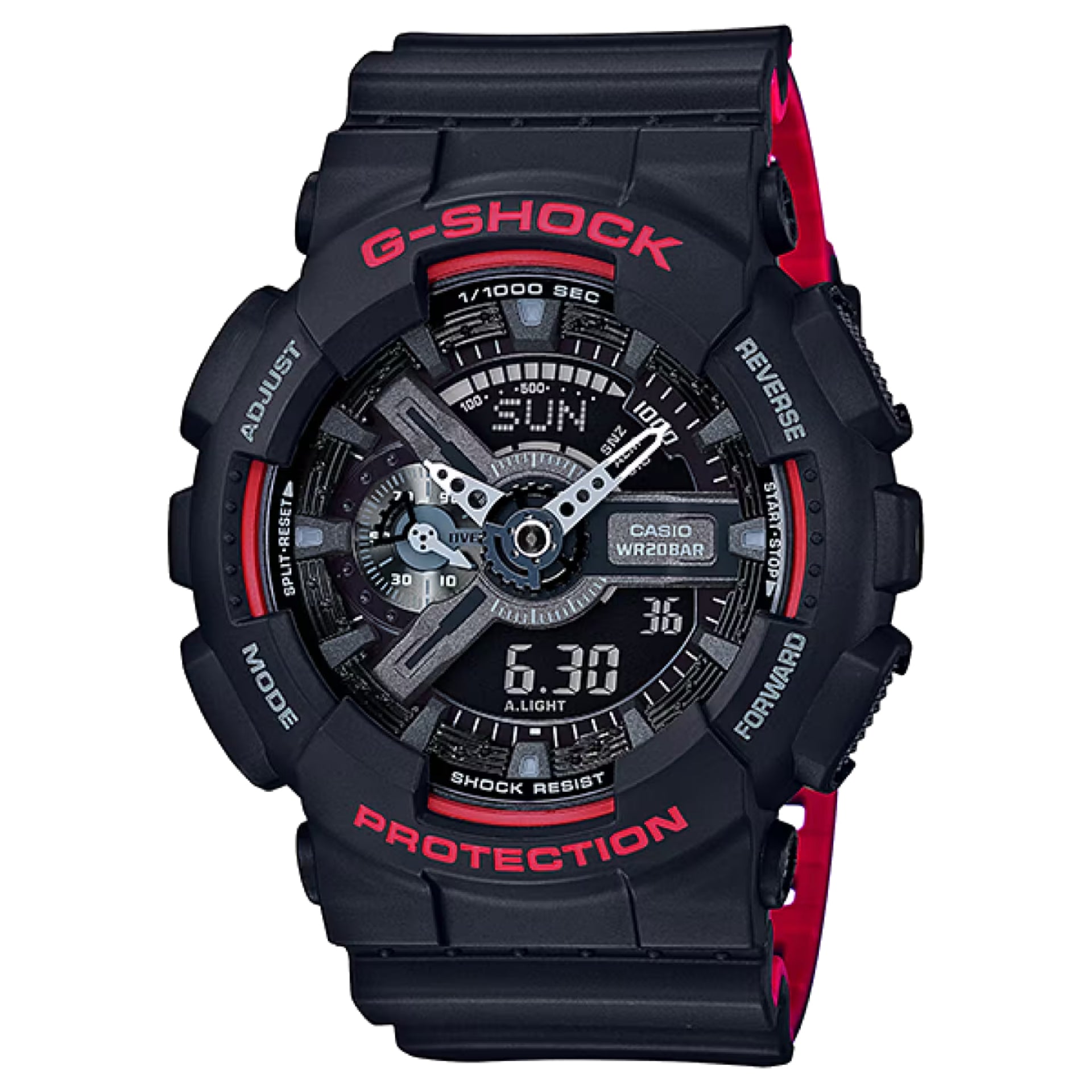 Casio G-SHOCK Men's Black and Red Dial Digital/Analog Watch Black Resin Strap - GA-110HR-1ADR