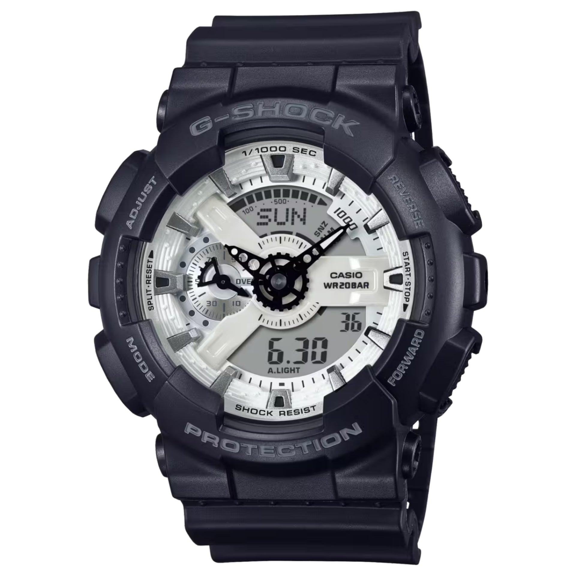 Casio G-SHOCK Men's Black and Silver Dial Analog/Digital Watch Black Resin Strap - GA-110WD-1ADR