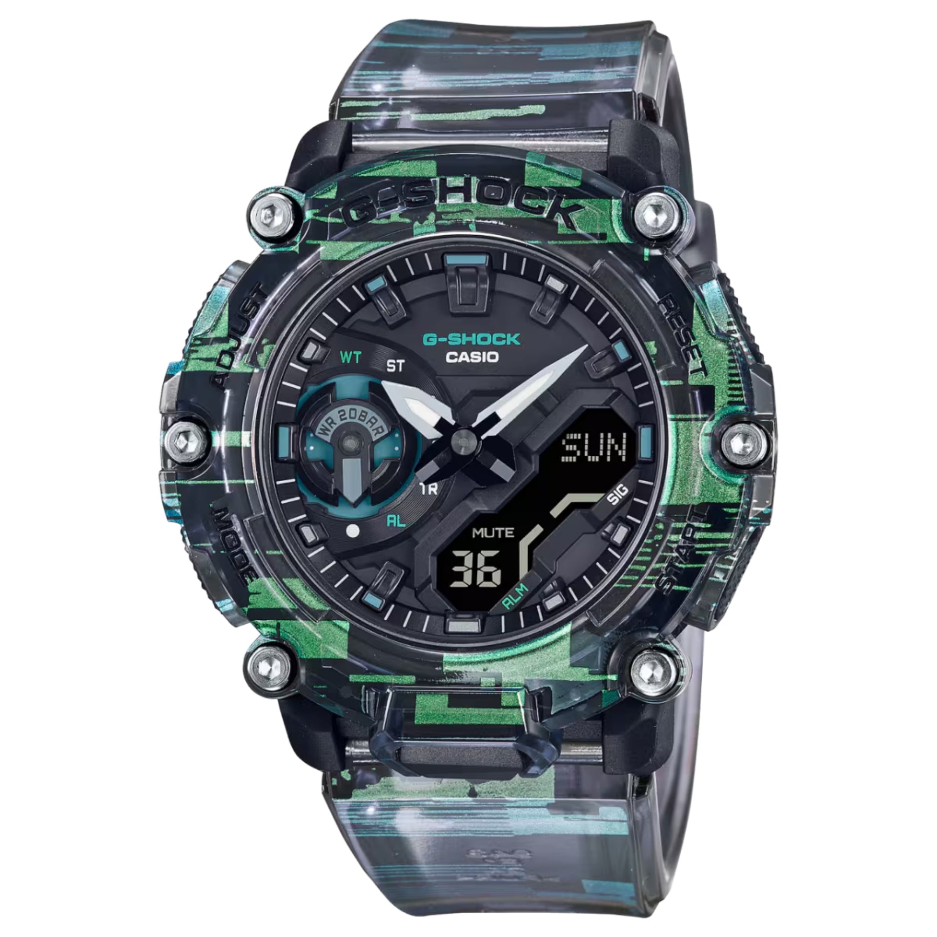 Casio G-SHOCK Men's Black Dial Analog/Digital Watch Transparent Resin Strap - GA-2200NN-1ADR