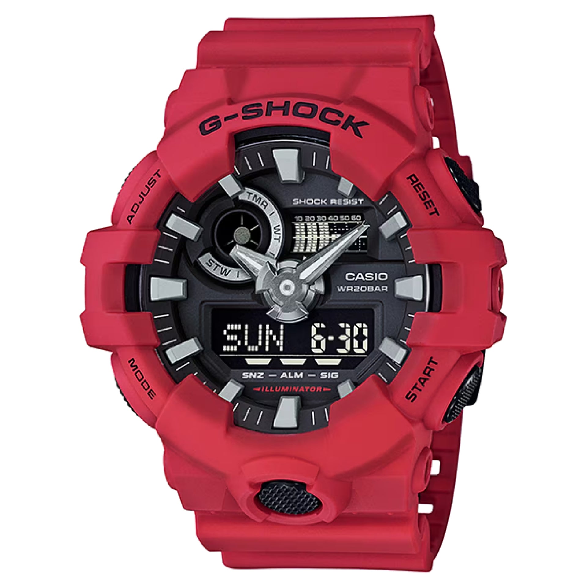 Casio G-SHOCK Men's Red Dial Analog/Digital Watch Red Resin Strap - GA-700-4ADR