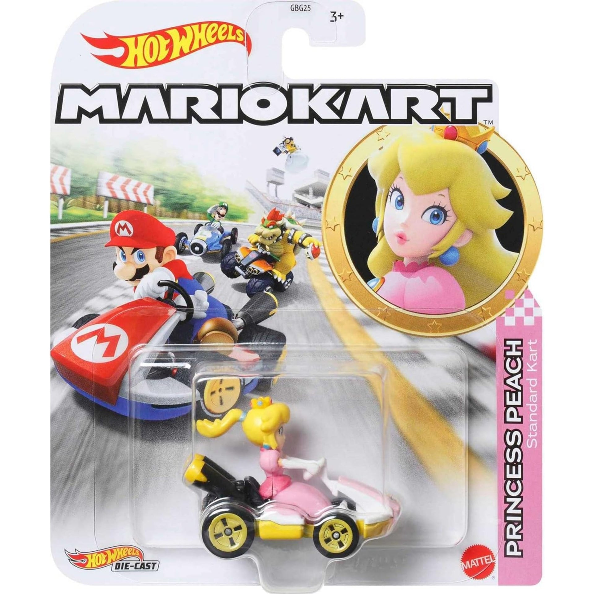 Hot Wheels Mario Kart Replica Diecast Princess Peach Pink