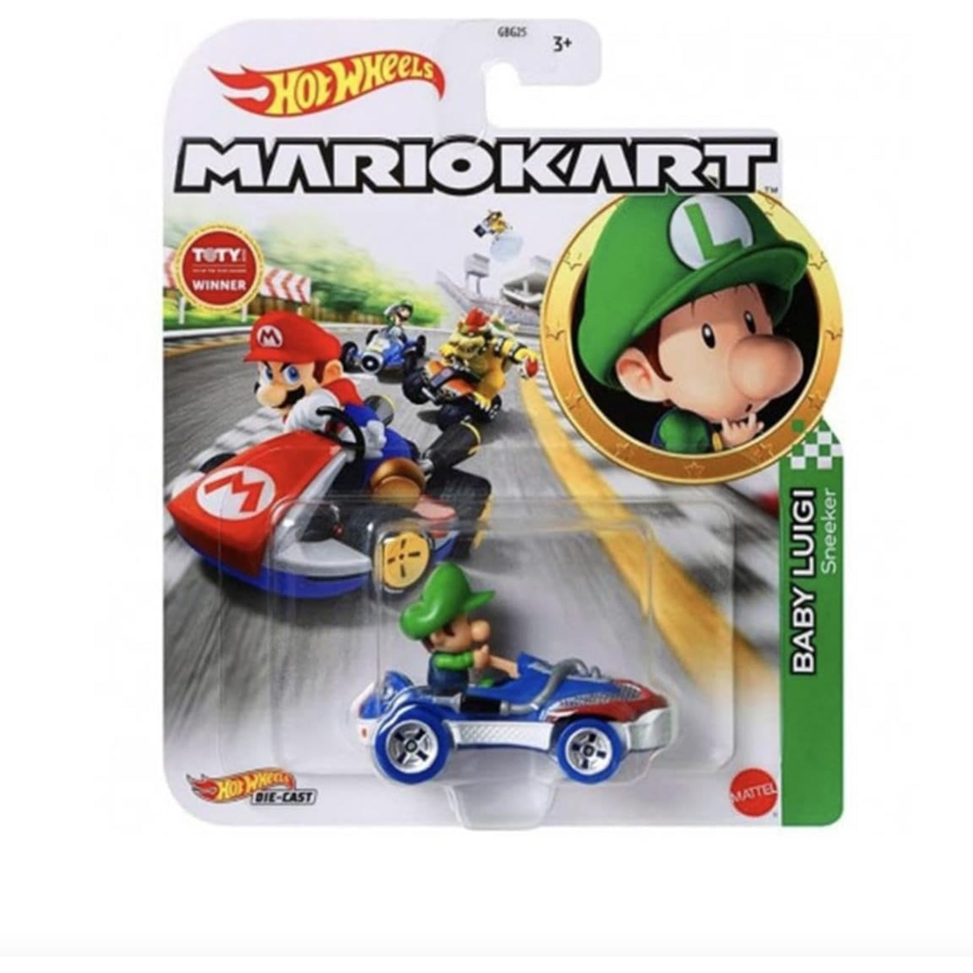 Hot Wheels Mario Kart Replica Diecast Baby Luigi Green