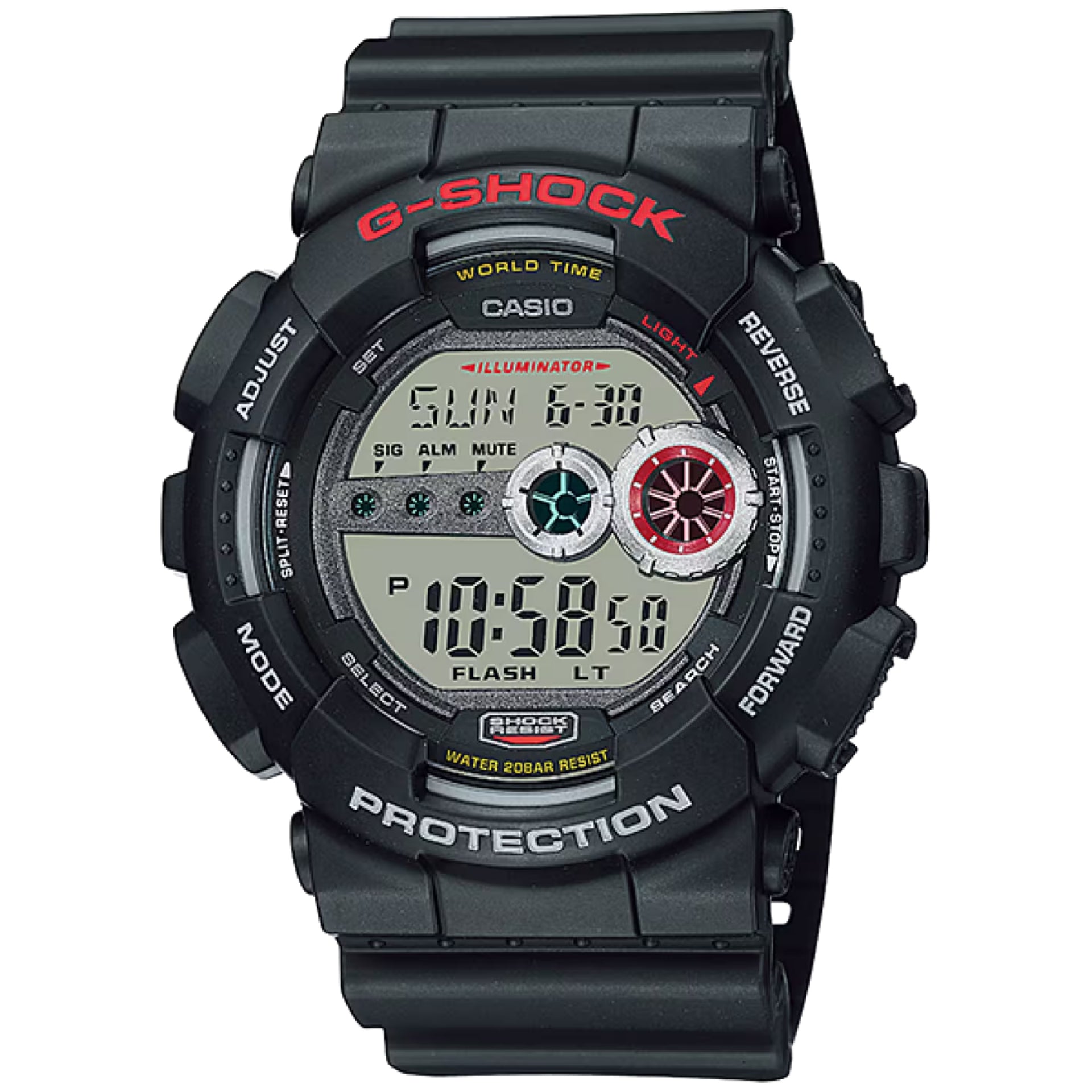 Casio G-SHOCK Men's Black Dial Digital Watch Black Resin Strap - GD-100-1ADR