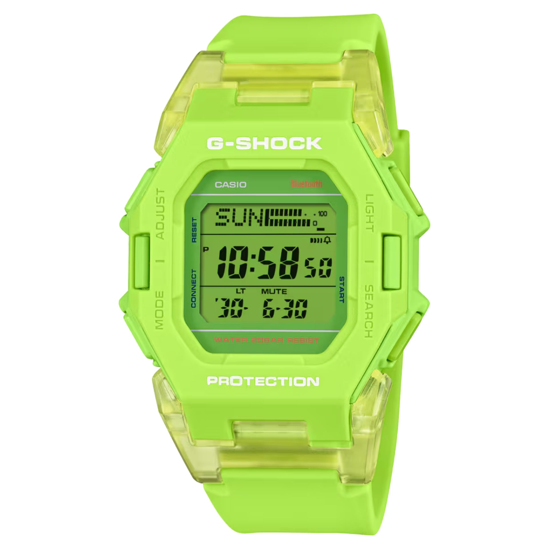 Casio G-SHOCK Men's Green Dial Digital Watch Green Transparent Resin Strap Bluetooth Fitness Tracker - GD-B500S-3DR