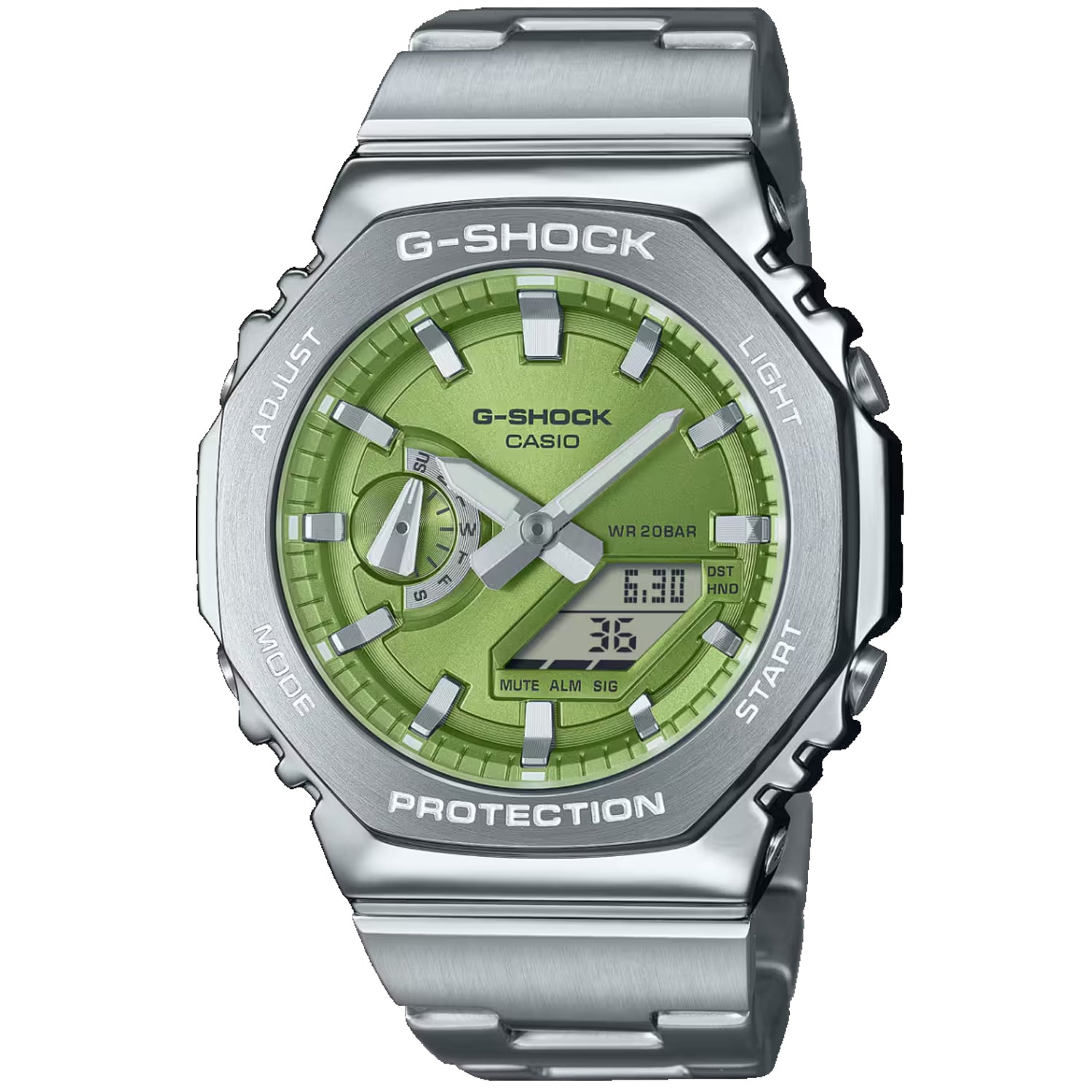 Casio Men's G-Shock G-Steel 2100 Series Green  Dial Watch - GM2110D-3A