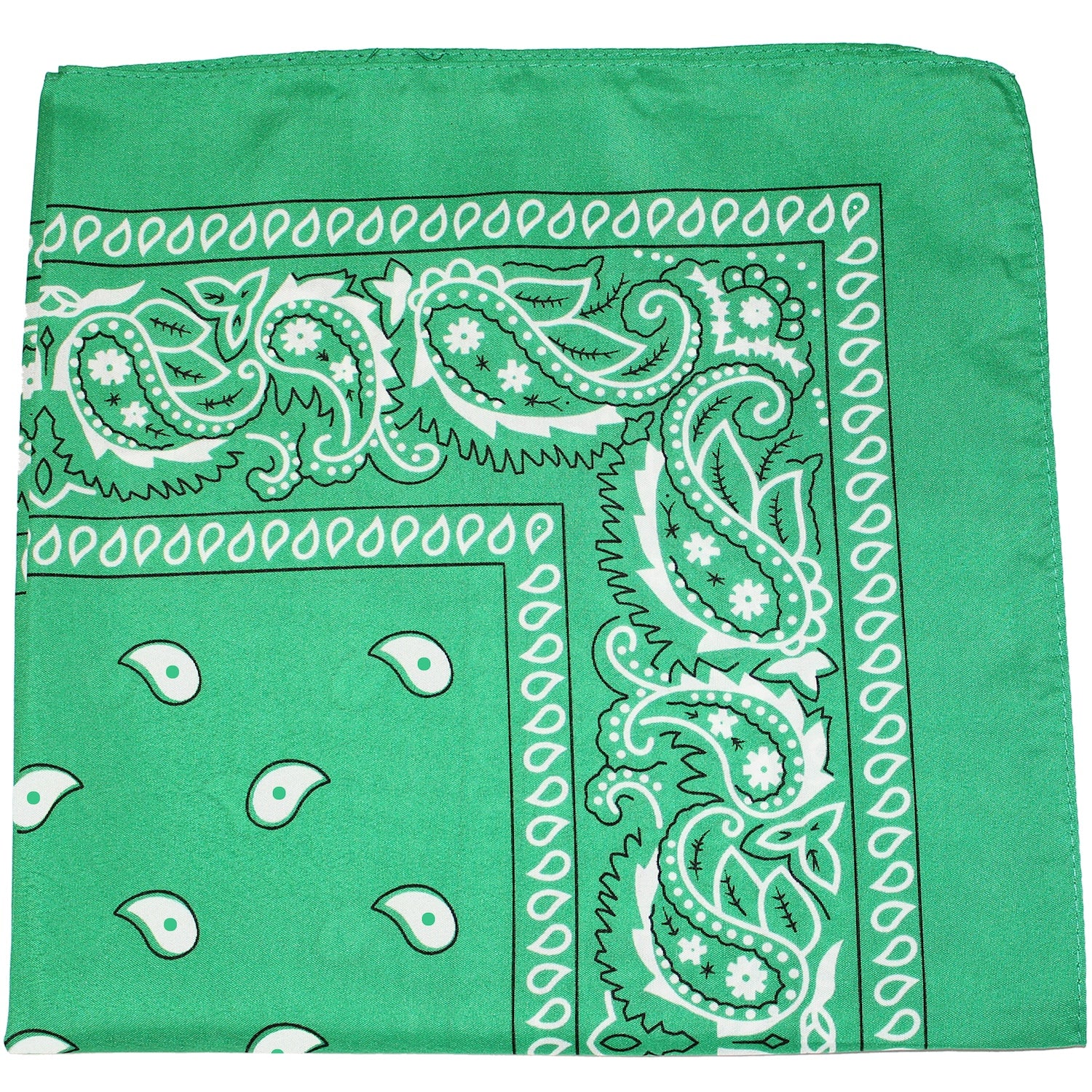 Pack of 18 Cotton Paisley Bandanas Regular Size 22 Inches (Green)