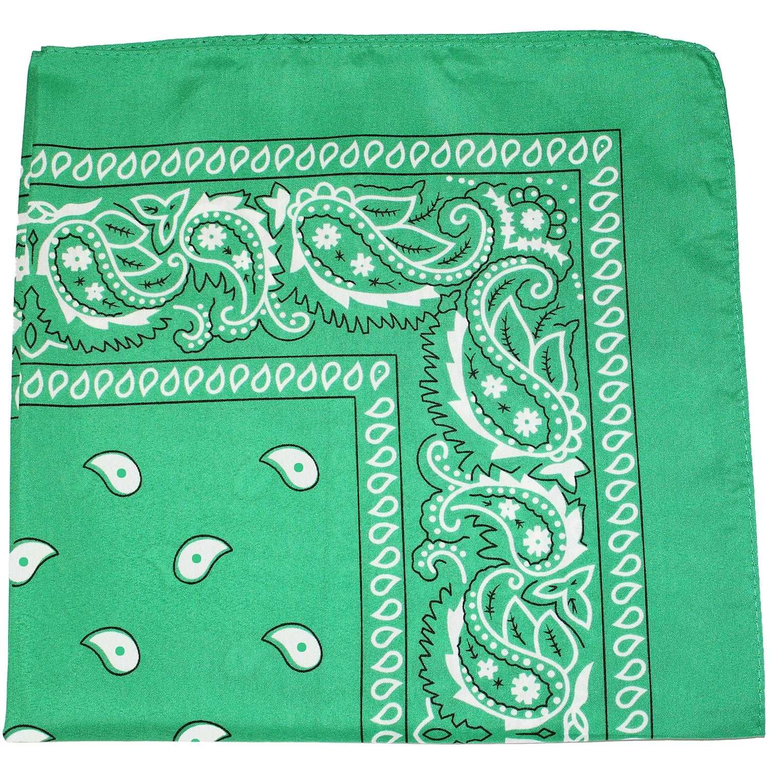 18 Pack 22 Inch Regular Size Polyester Paisley Bandanas (Green)