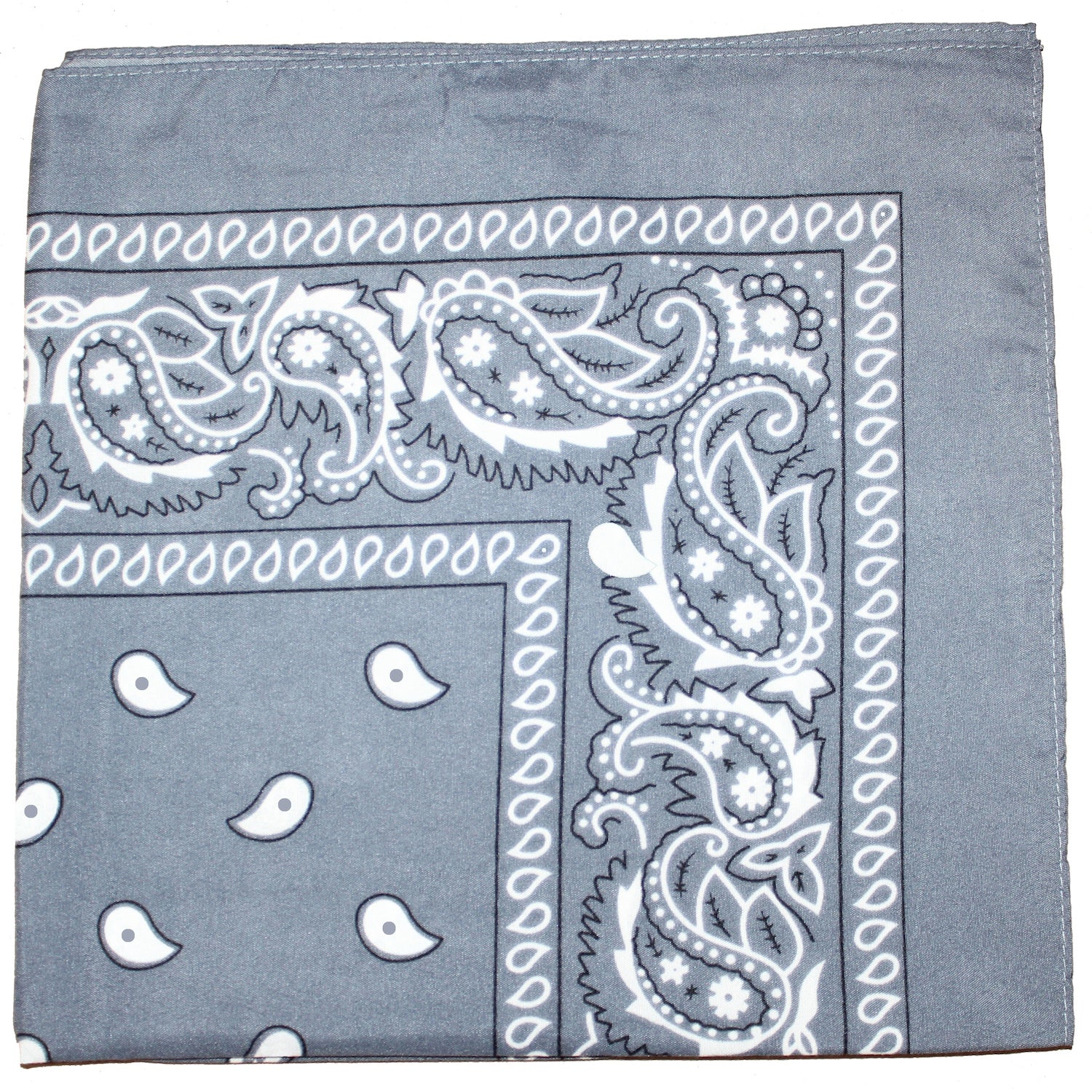 30 Pack Polyester Paisley Bandanas 22 Inch Standard Size (Grey) 