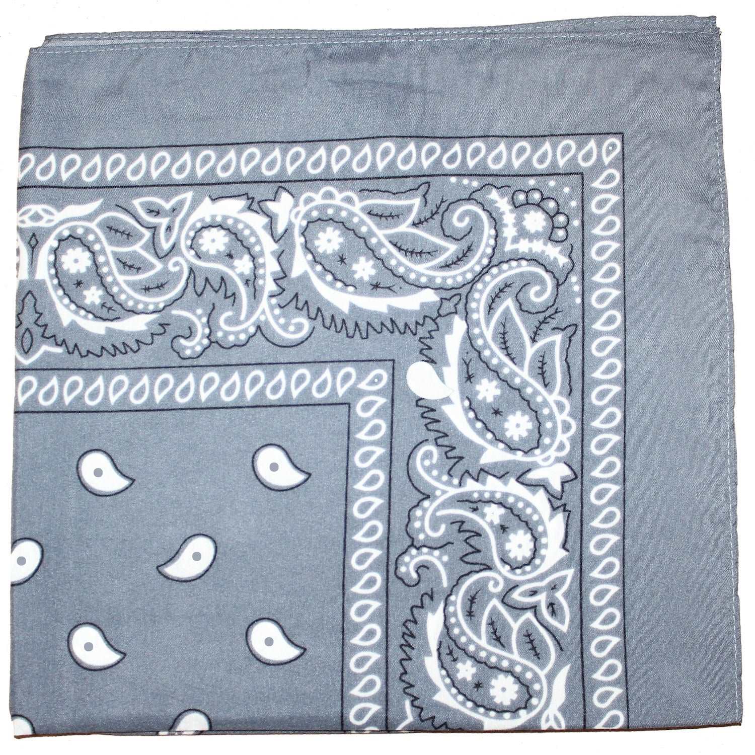 18 Pack 22 Inch Regular Size Polyester Paisley Bandanas (Grey) 