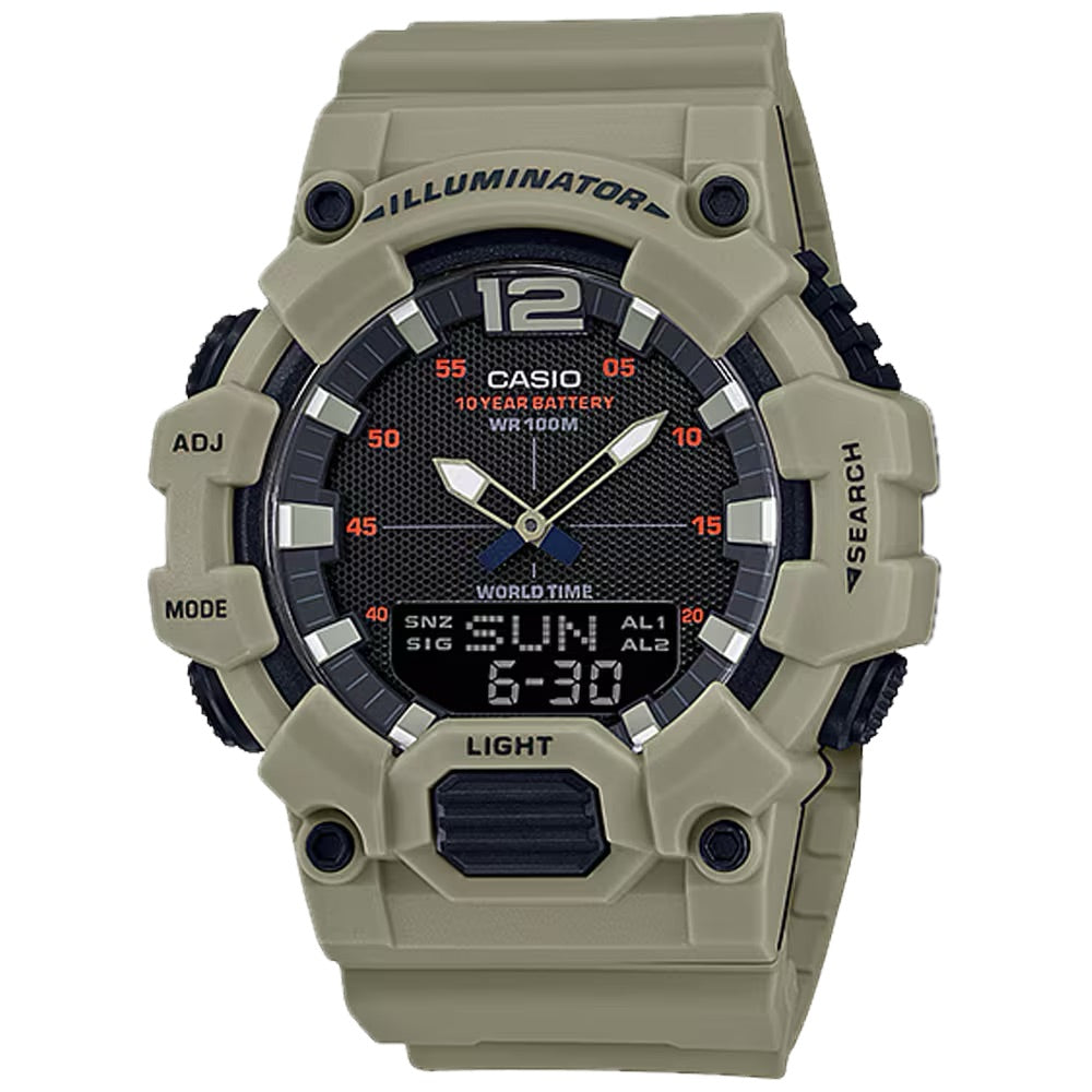 Casio Men's Heavy-Duty Analog-Digital Watch with Green Accents - HDC-700-3A3V