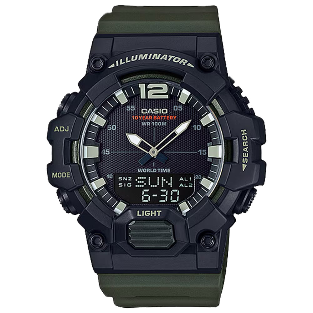 Casio Men's Heavy-Duty Analog-Digital Watch with Green Dial - HDC-700-3AV