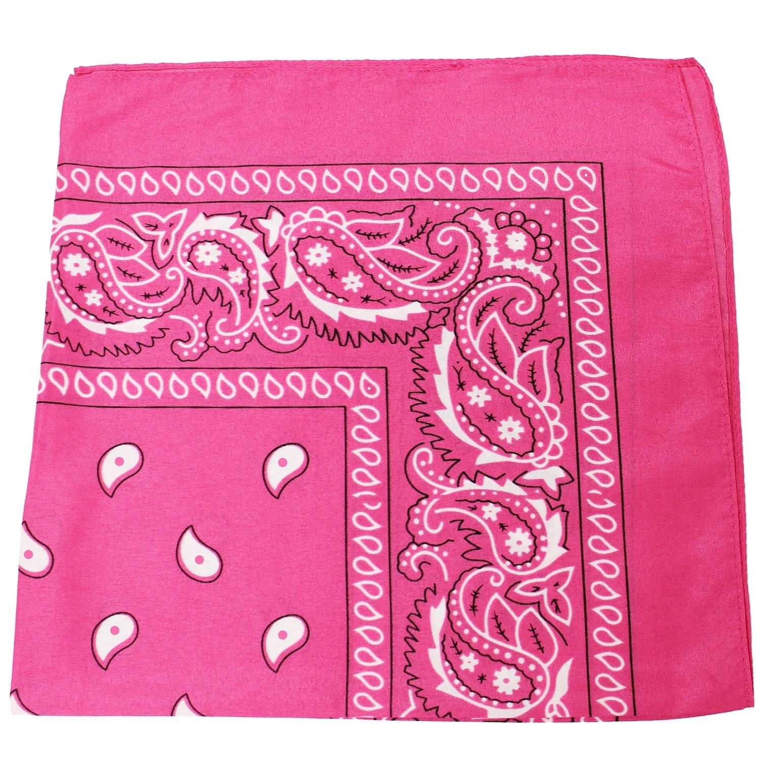 18 Pack 22 Inch Regular Size Polyester Paisley Bandanas (Hot Pink)