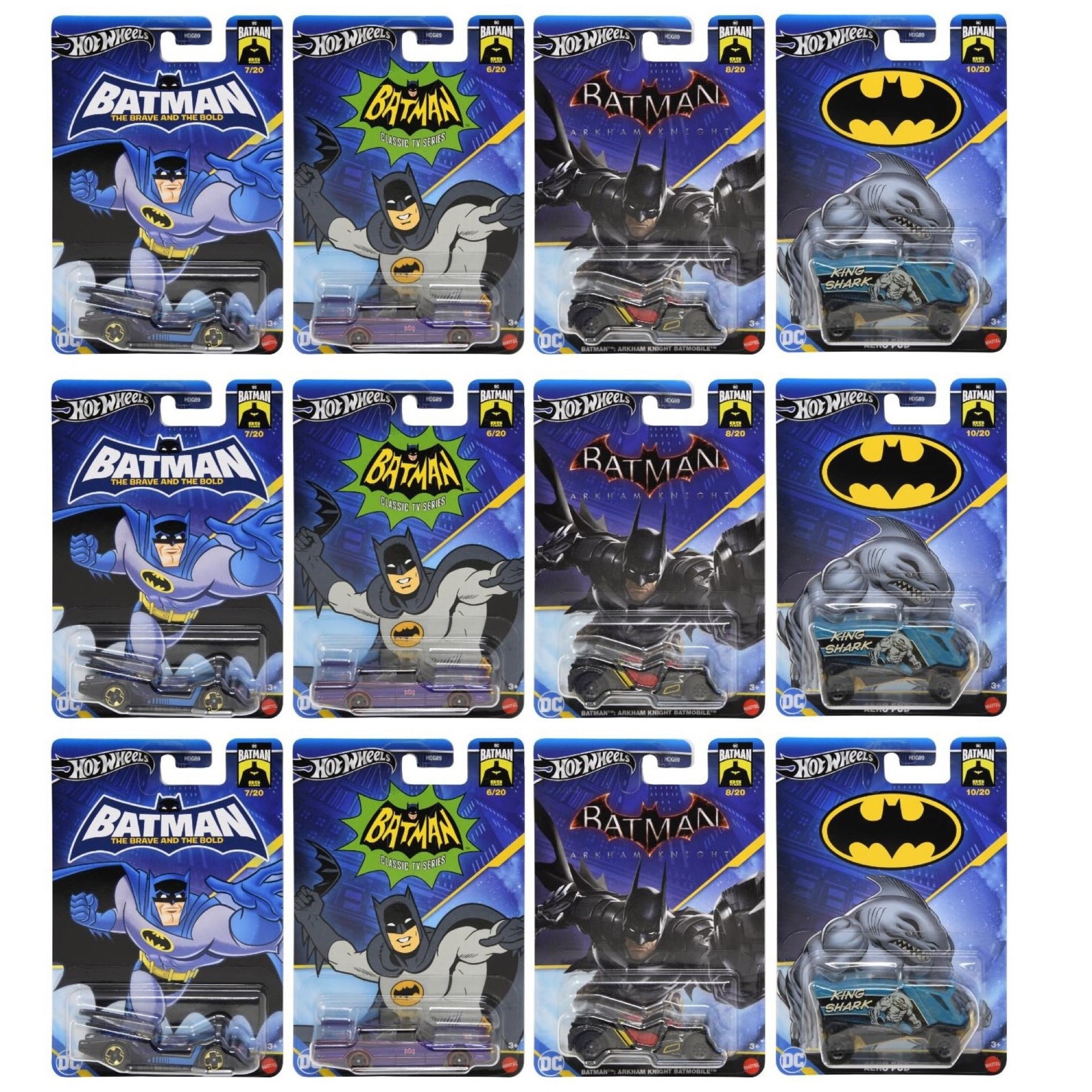 Pack of 12 Hot Wheels DC Comics 1:64 Scale Mystery Random Assortment