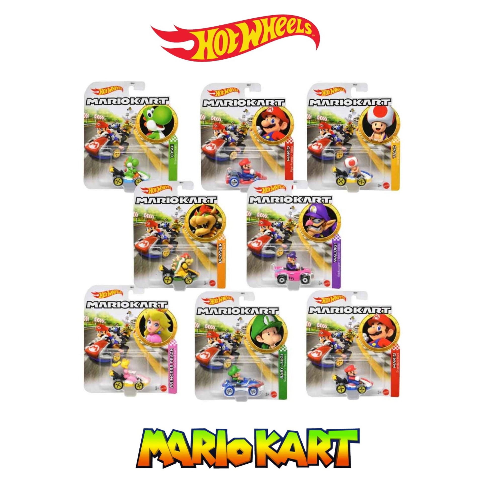 Set of 8 Hot Wheels Mario Kart 1:64 Scale Mystery Random Assortment
