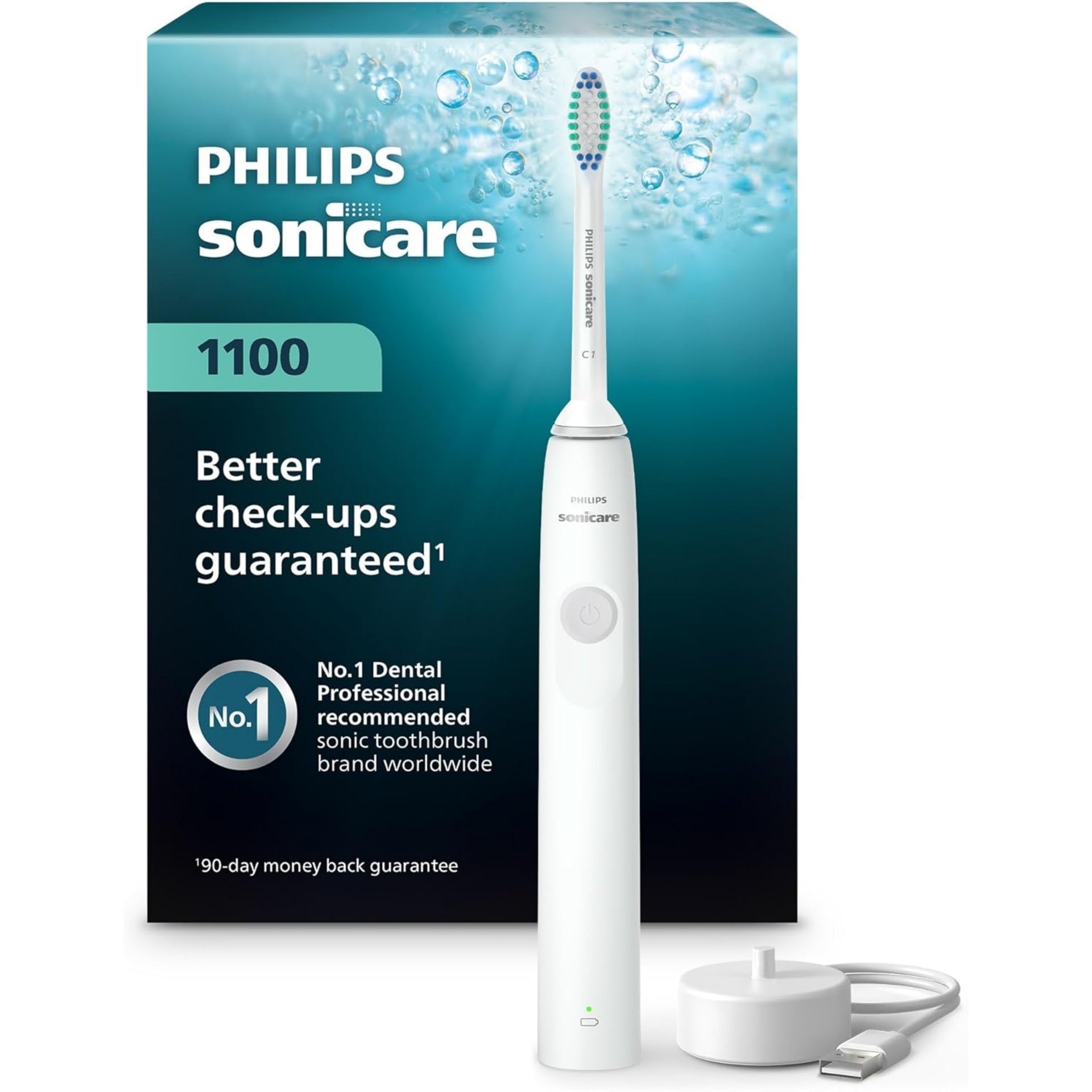 Philips Sonicare 1100 White Rechargeable Electric Toothbrush - HX3641-02