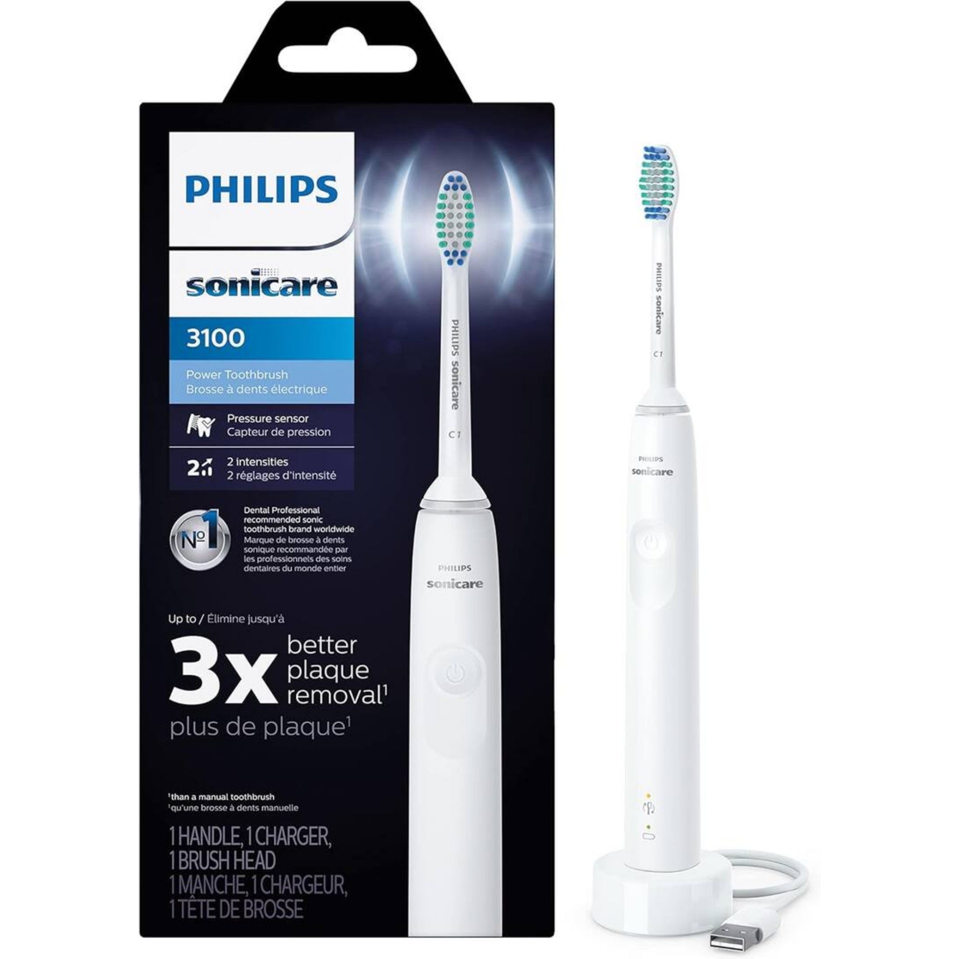 Philips Sonicare 3100 White Rechargeable Electric Toothbrush - HX3681-03