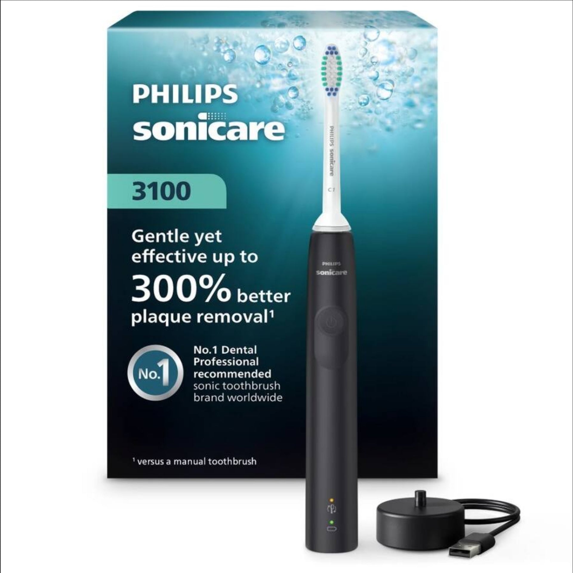 Philips Sonicare 3100 Black Rechargeable Electric Toothbrush - HX3681-04