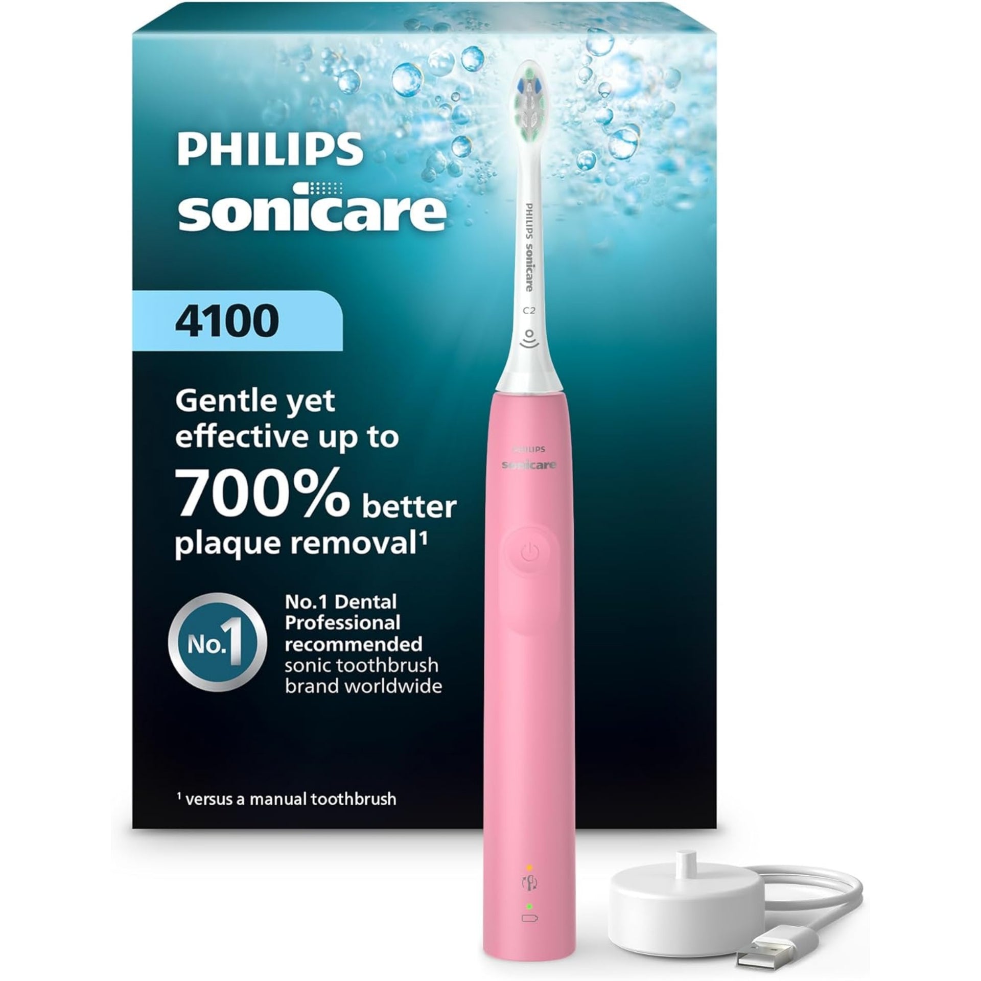 Philips Sonicare 4100 Pink Rechargeable Electric Toothbrush - HX3681-26