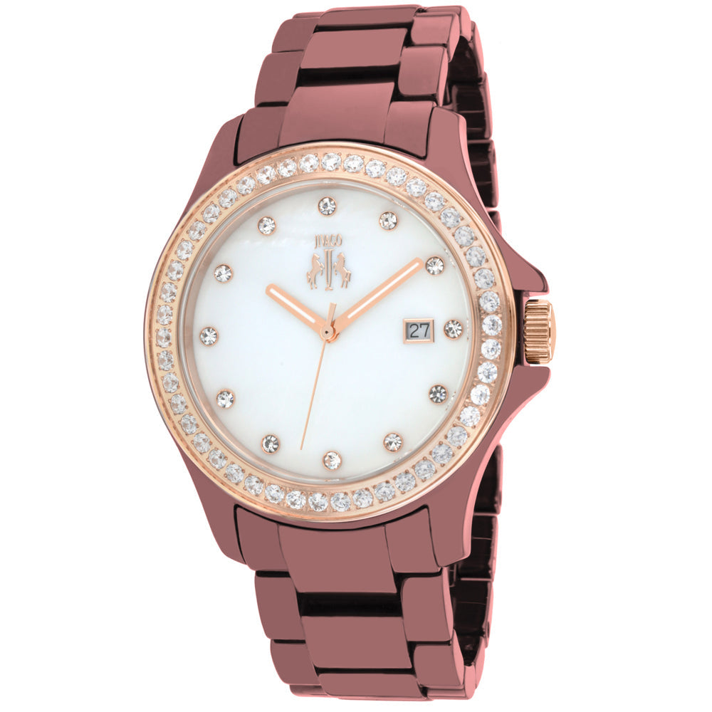 Jivago Women's Ceramic Maroon MOP Dial Watch - JV9415