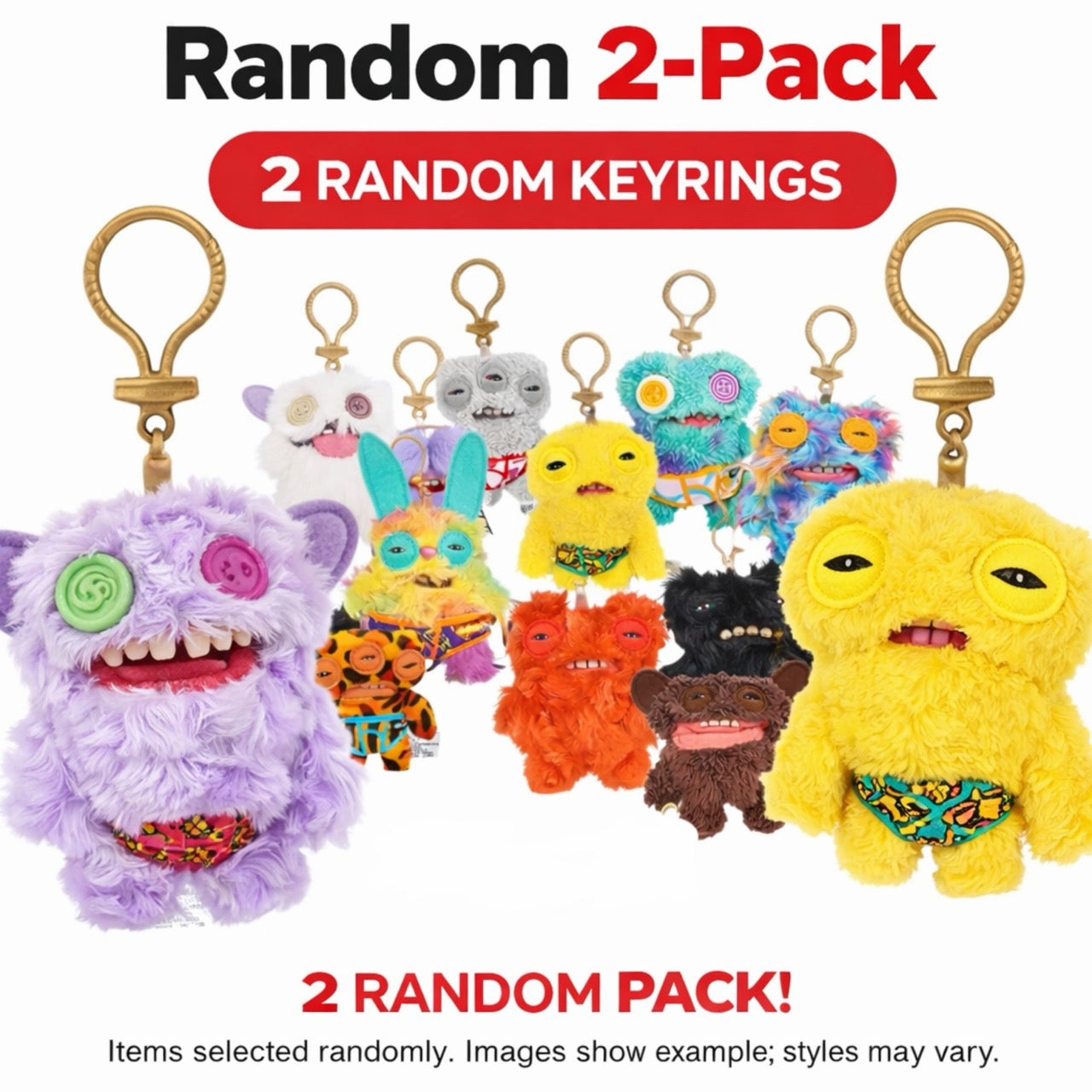 Set of 2 Zuru Fuggler Keyring 5 Inch Plush Toy Mystery Random Assortment