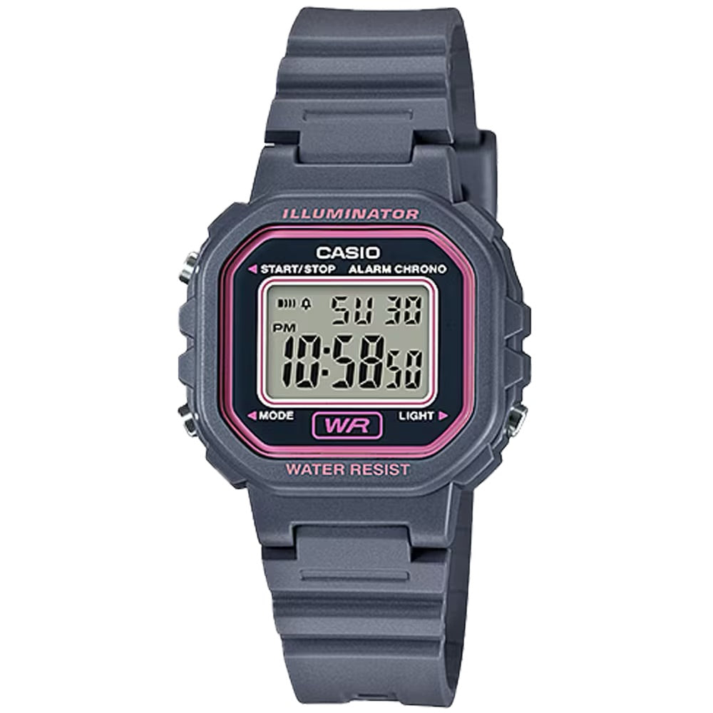 Casio Women's Illuminator Digital Watch with Gray And Pink Case - LA-20WH-8ACF
