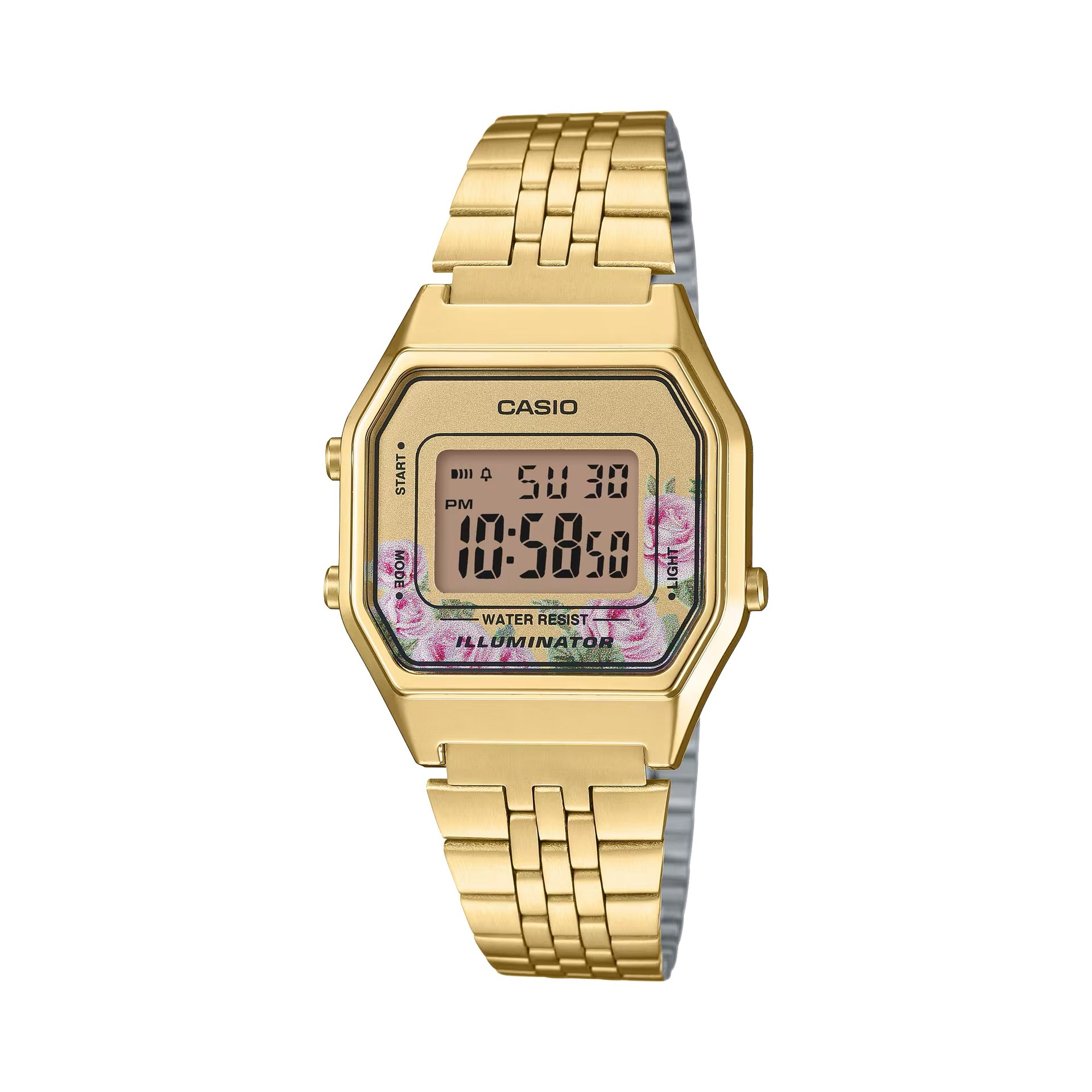 Casio WomenÕs Digital Gold Watch with Floral Accent - LA-680WGA-4CDF