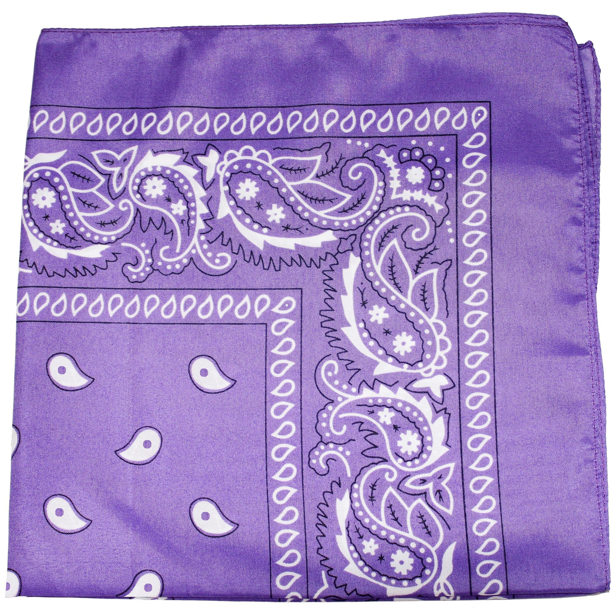 10 Pack Paisley 100% Cotton Double Sided Bandana, 22 inches (Lavender)