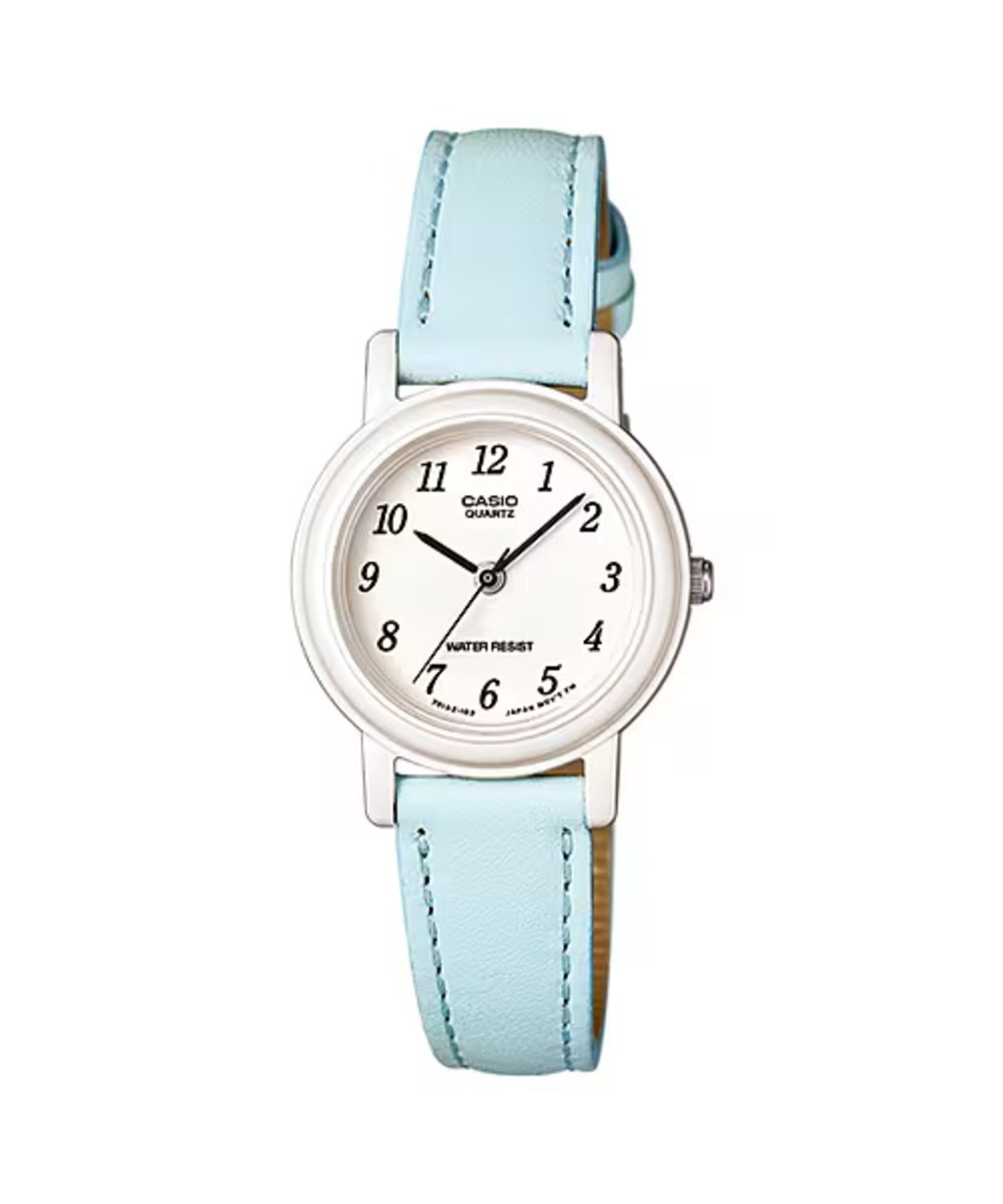 Casio WomenÕs White Analog Watch with Light Blue Leather Strap Ð LQ-139L-2B