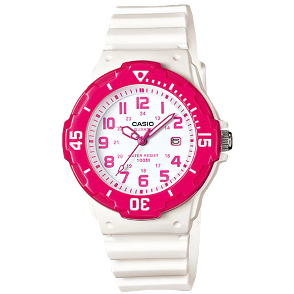 Casio Women's Water-Resistant Analog Watch with Coral Dial - LRW-200H-4BV