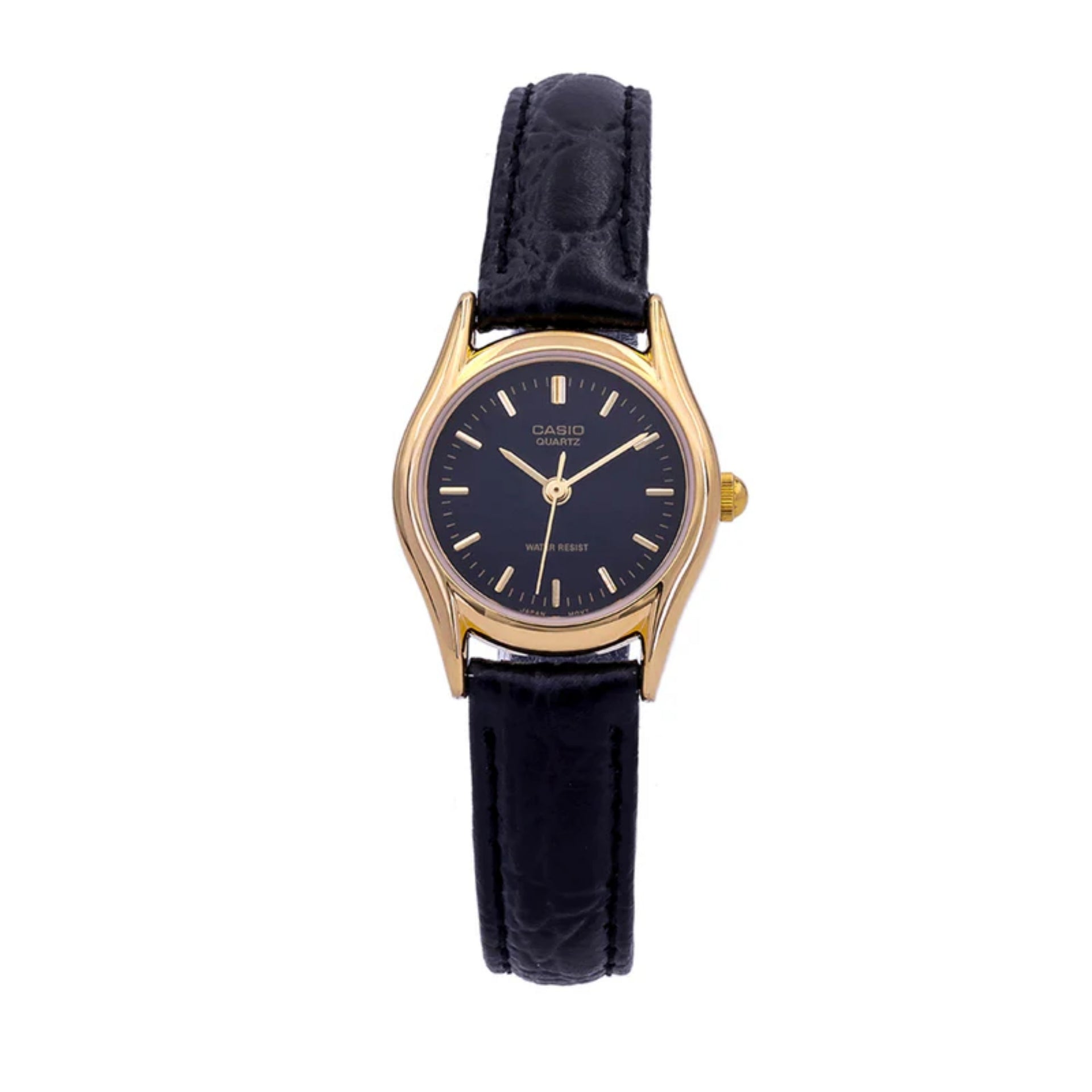 Casio WomenÕs Black Leather Strap Analog Watch with Black Dial - LTP-1094Q-1ARDF