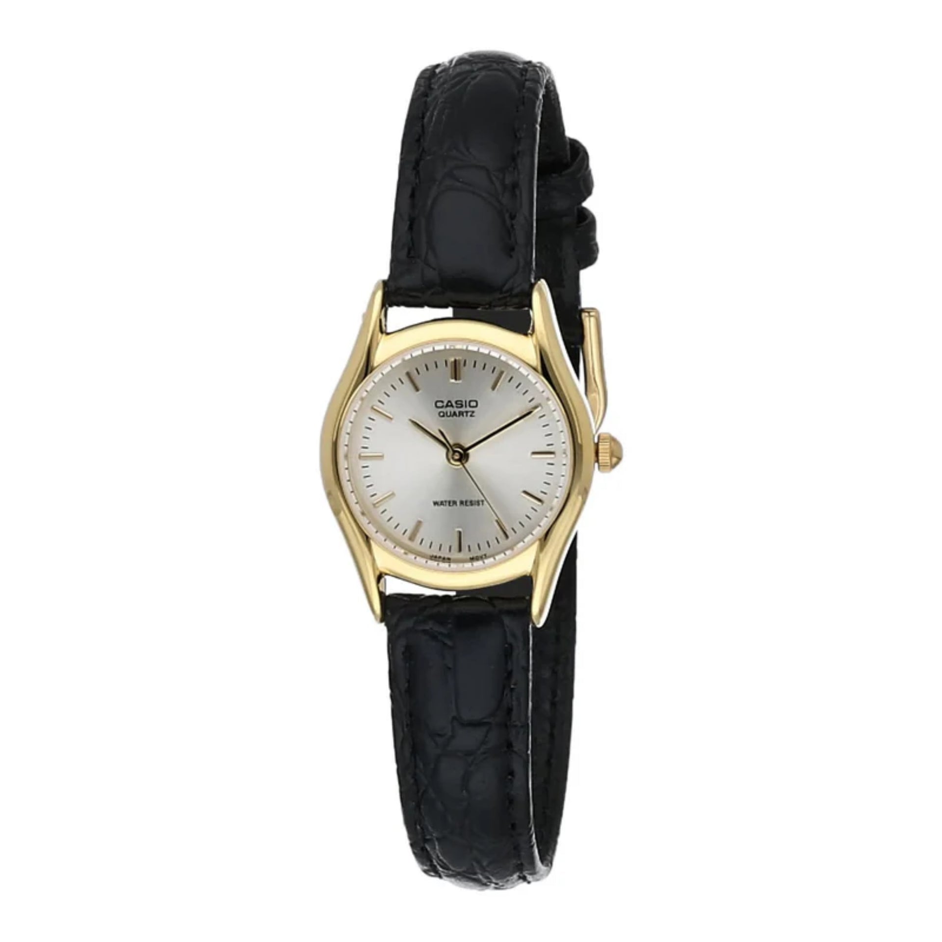 Casio WomenÕs Black Leather Band Analog Watch White Dial- LTP-1094Q-7ARDF