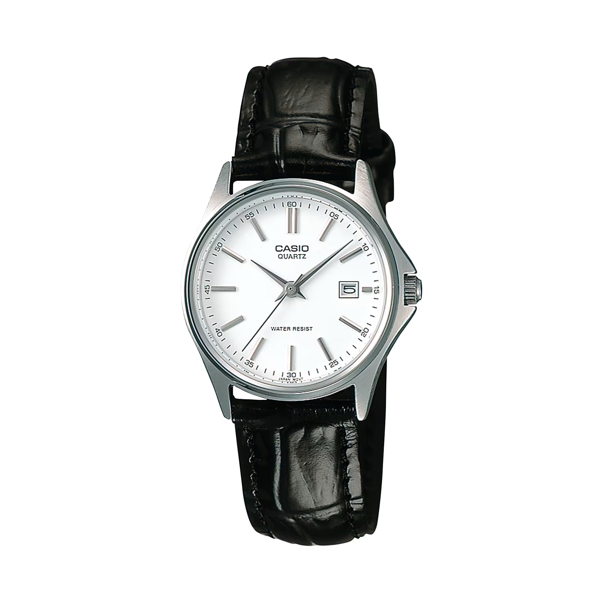 Casio WomenÕs Black Leather Band Silver Dial Analog Watch - LTP-1183E-7A