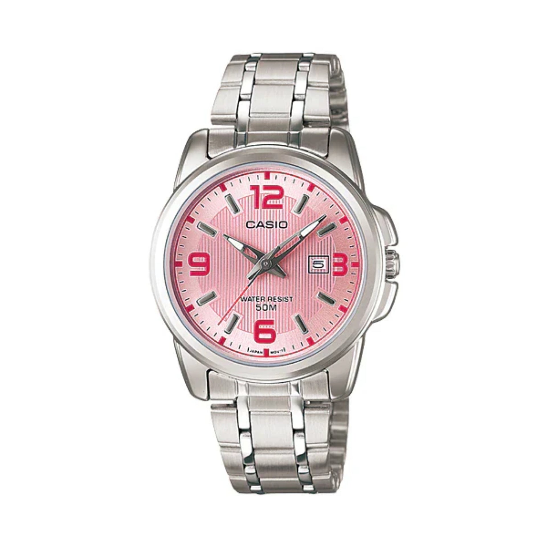 Casio Women’s Silver Analog Watch Pink Dial Stainless Steel Bracelet - LTP-1314D-5AVDF