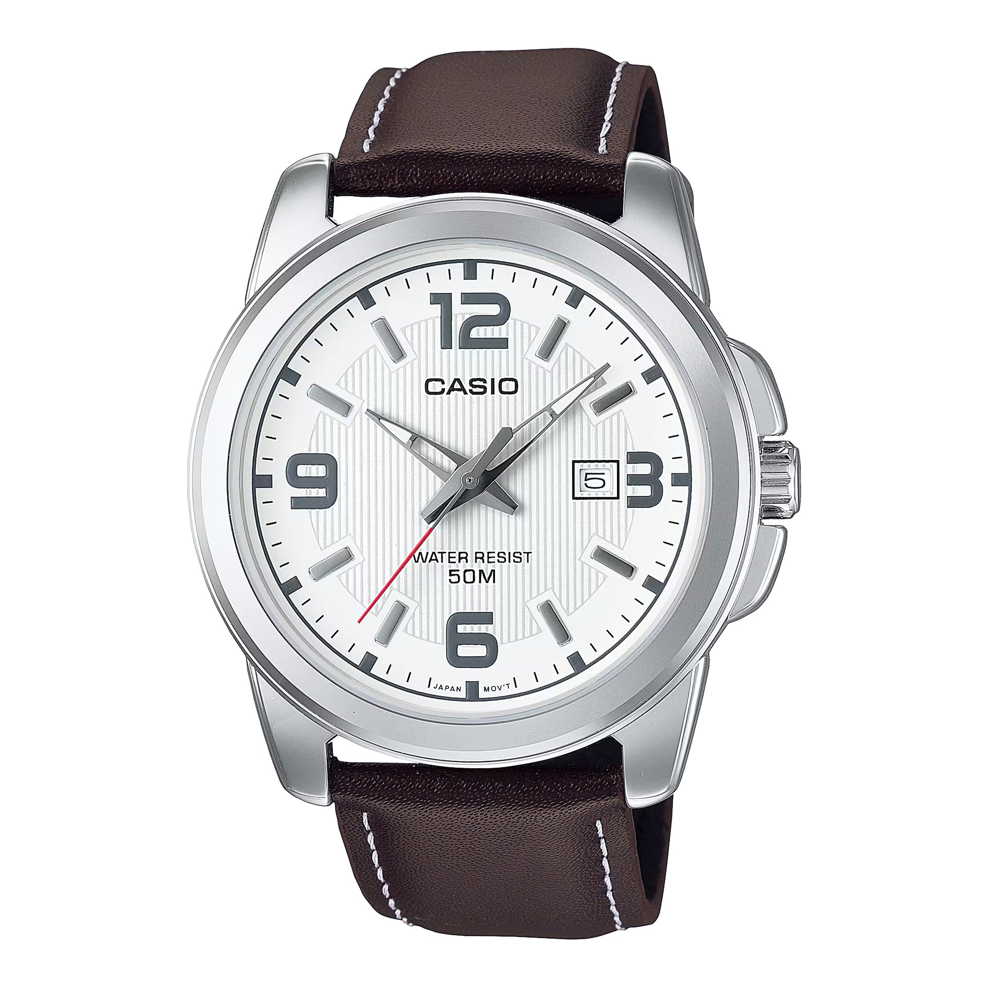 Casio WomenÕs White Dial Analog Watch with Brown Leather Strap - LTP-1314L-7AV