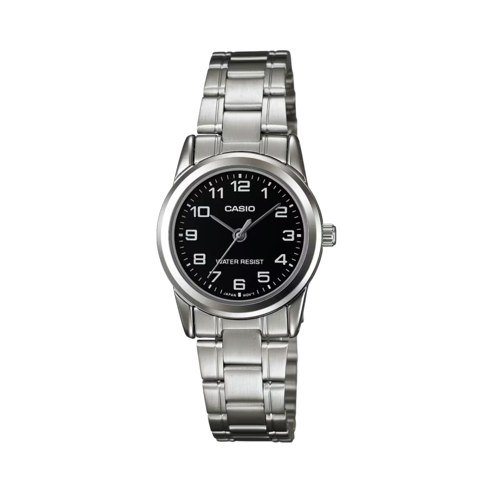 Casio Women's Silver Analog Watch with Black Dial - LTP-V001D-1B