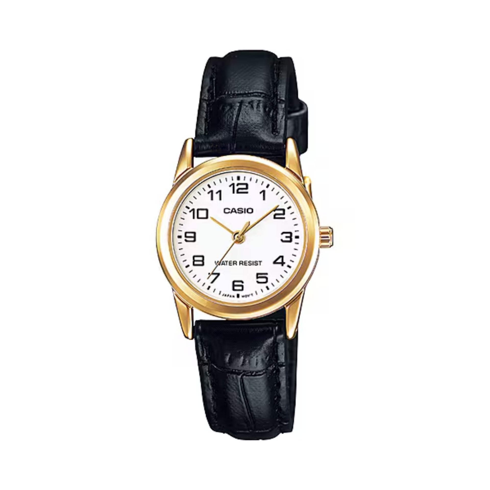 Casio Women’s Classic Analog Watch with Gold Case and Black Leather Strap - LTP-V001GL-7B
