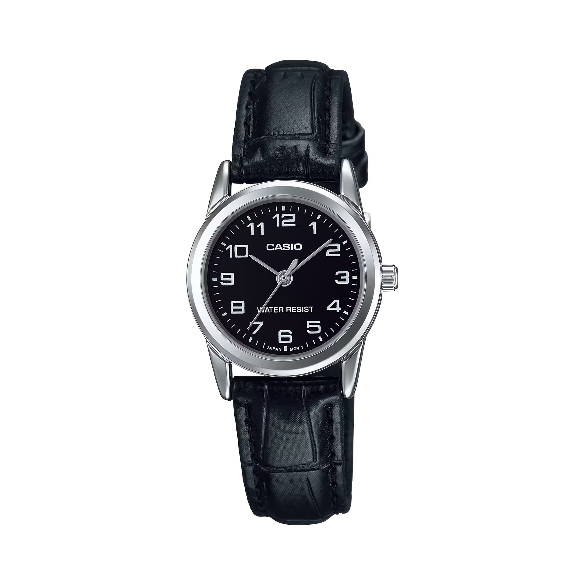 Casio WomenÕs Black Dial Analog Watch with Leather Strap - LTP-V001L-1B