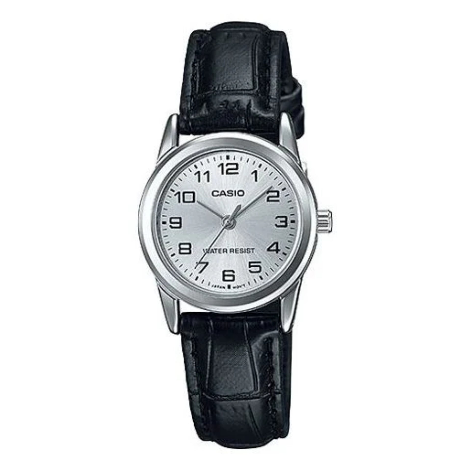 Casio Women’s Silver Dial Analog Watch with Black Leather Strap - LTP-V001L-7BUDF
