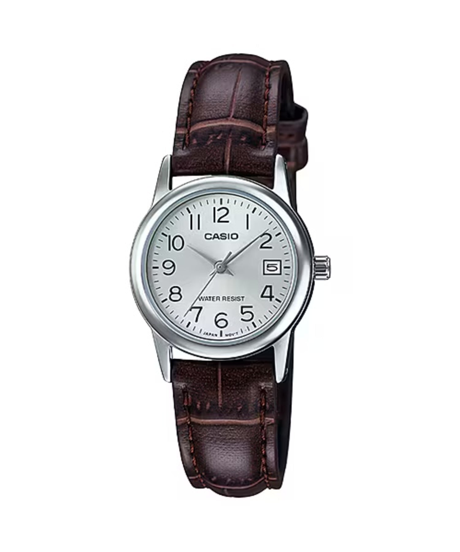 Casio WomenÕs Silver Dial Watch with Brown Leather Band - LTP-V002L-7B