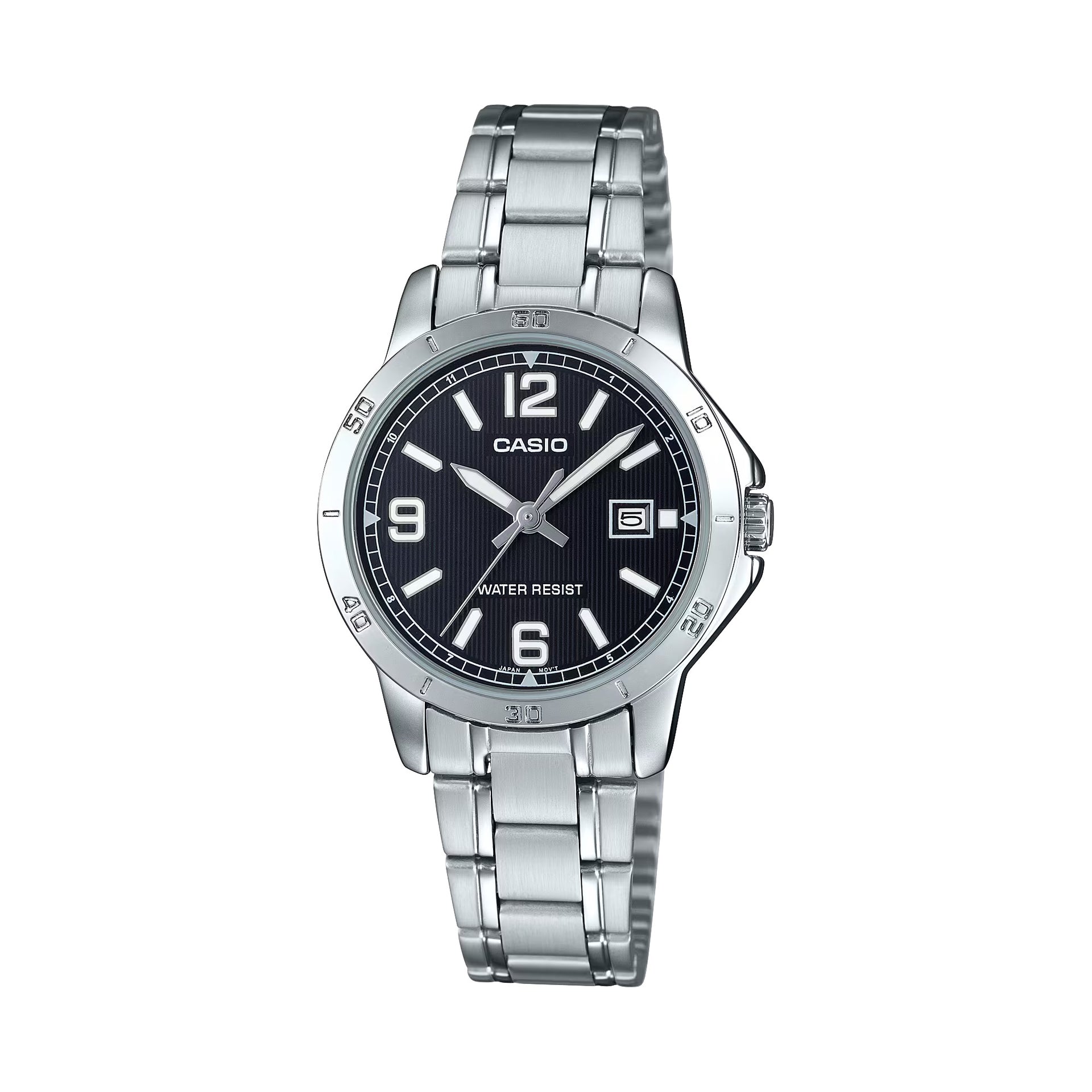 Casio WomenÕs Silver Stainless Steel Watch with Black Dial - LTP-V004D-1B2UDF