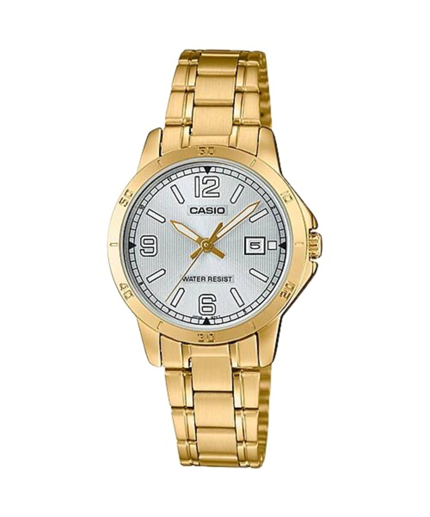 Casio WomenÕs Silver Dial Gold-Tone Stainless Steel Bracelet Watch - LTP-V004G-7B2UDF