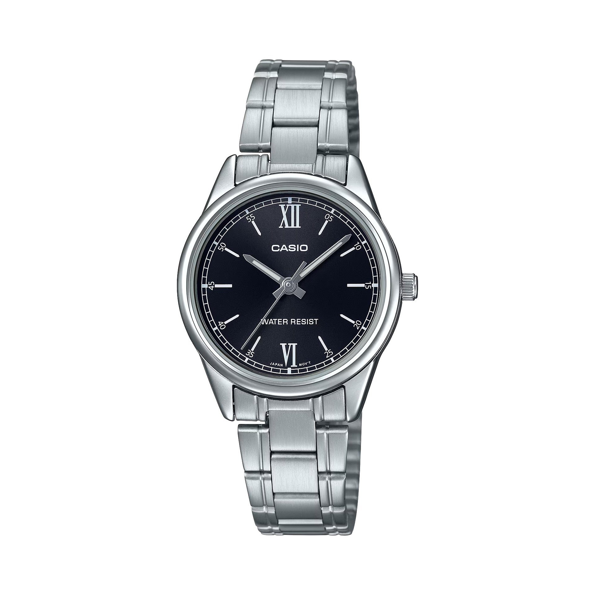 Casio WomenÕs Silver-Tone Analog Watch with Black Dial - LTP-V005D-1B2UDF
