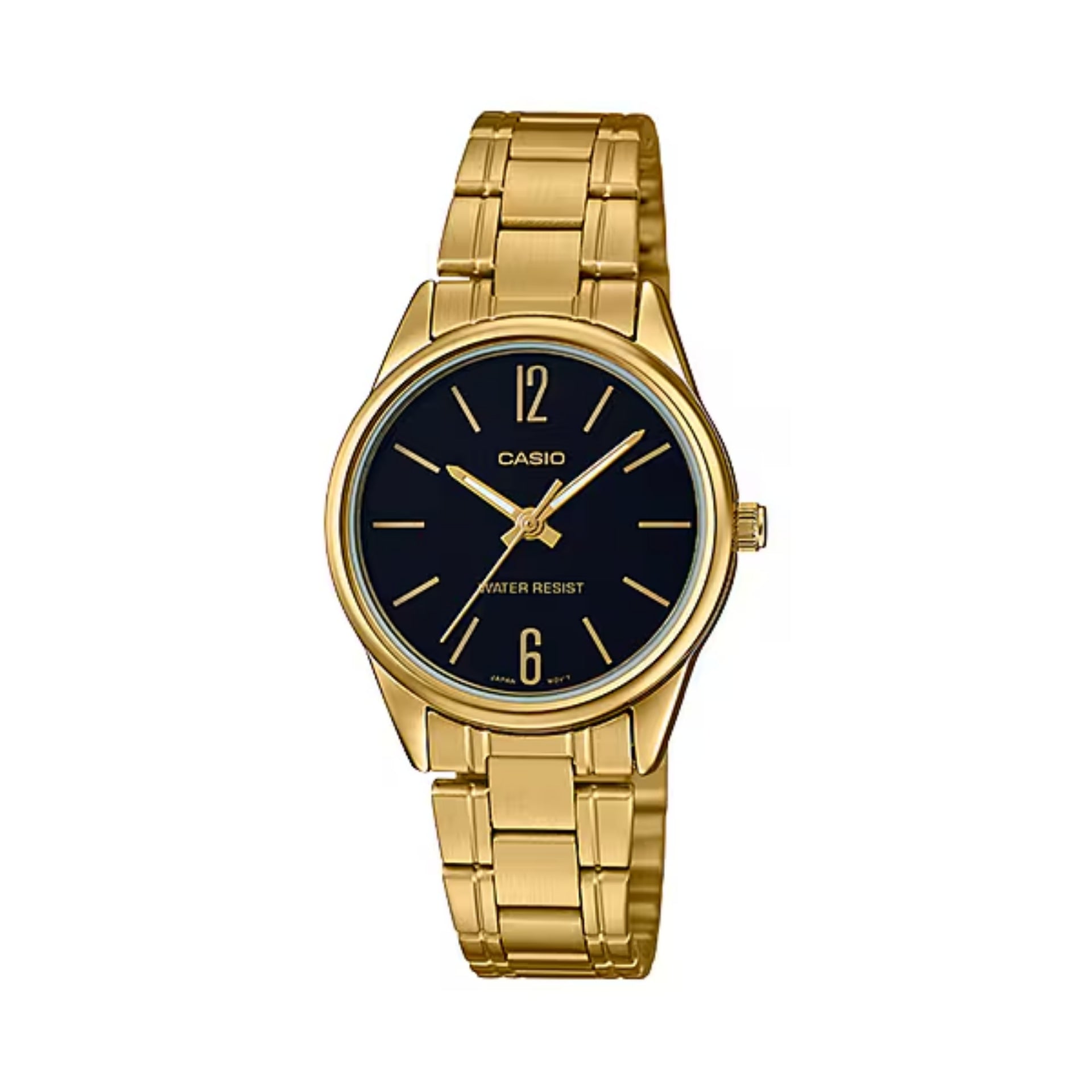 Casio WomenÕs Gold Analog Watch Black Dial Steel Bracelet - LTP-V005G-1BUDF