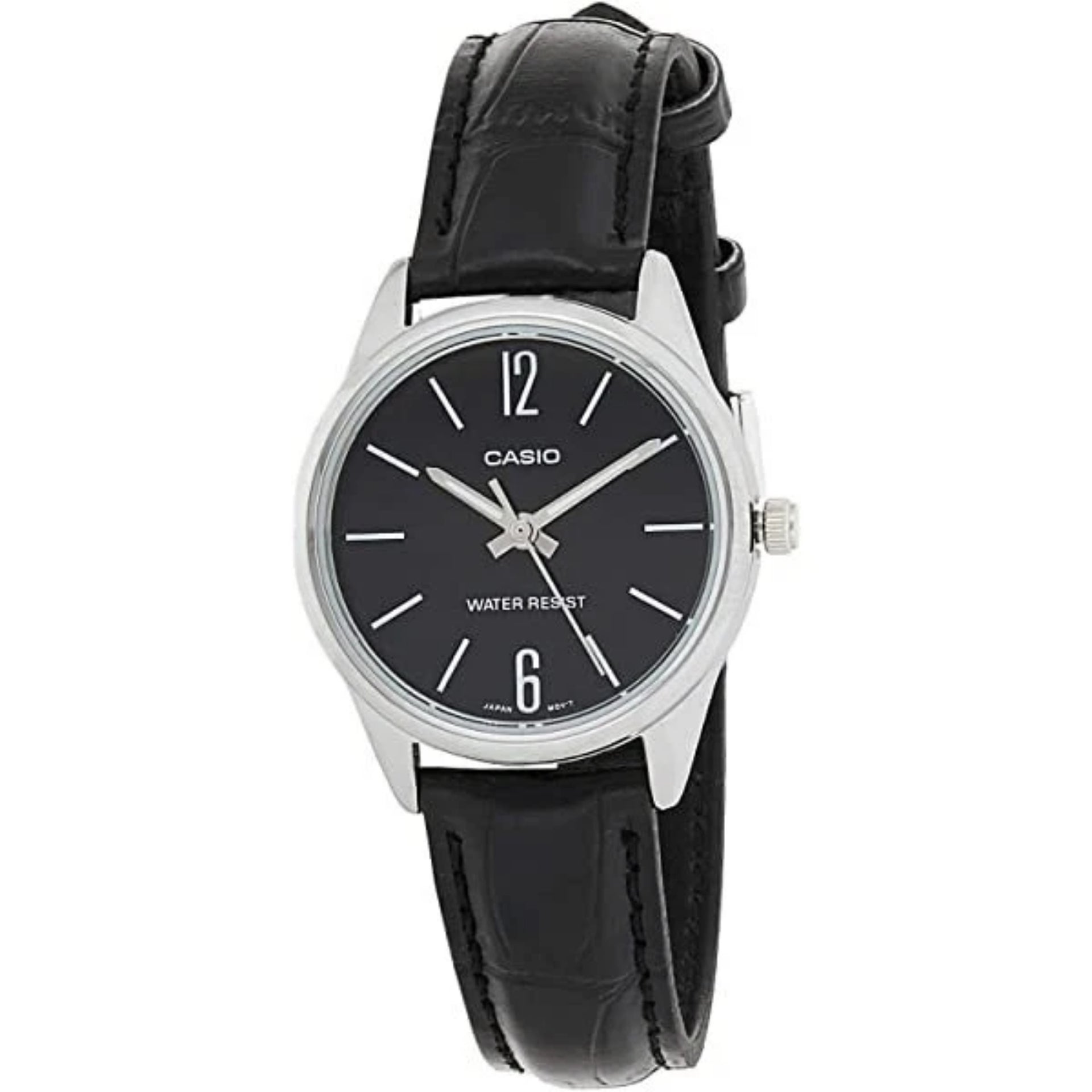 Casio Women’s Black Dial Analog Watch with Black Leather Strap - LTP-V005L-1BUDF