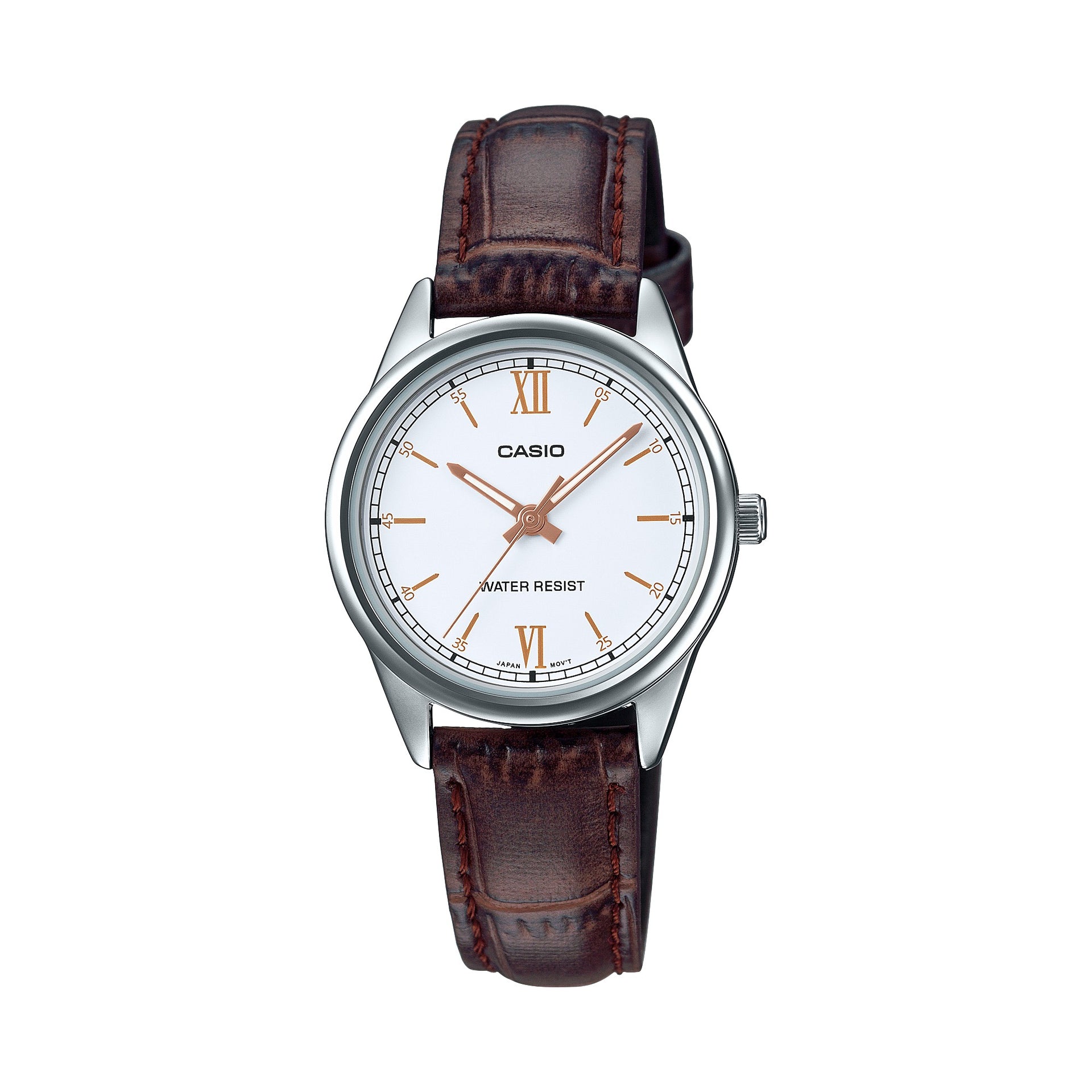Casio WomenÕs Brown Leather Watch with White Dial - LTP-V005L-7B3UDF