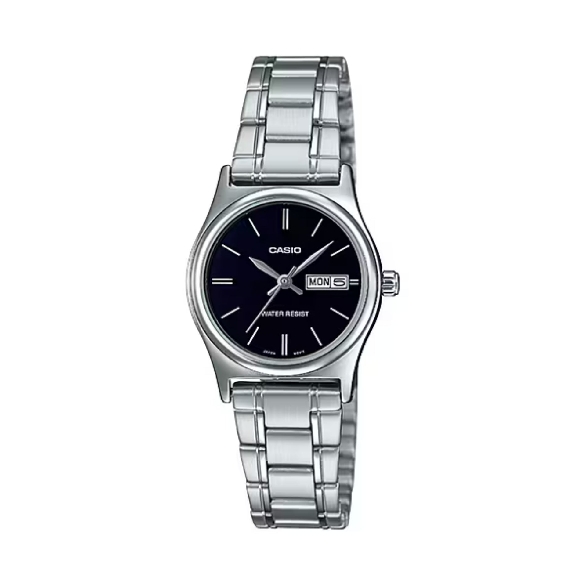 Casio Women's Black Dial Analog Watch Stainless Steel Bracelet - LTP-V006D-1B2UDF-NOBX-EW