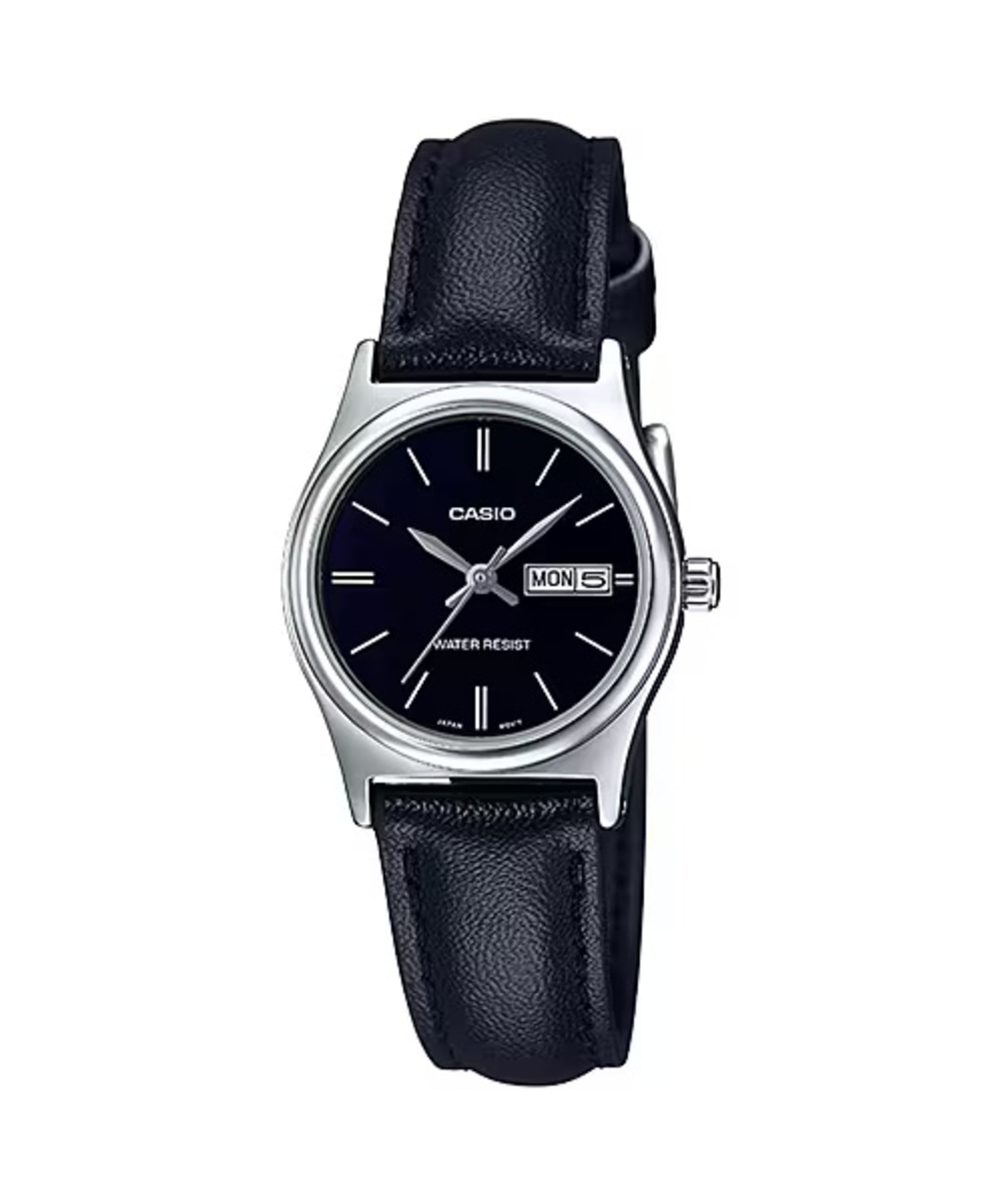 Casio WomenÕs Black Leather Strap Watch with Black Dial - LTP-V006L-1B2UDF